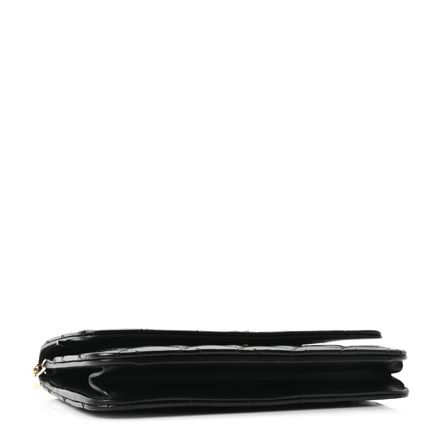 Calfskin Quilted Maxi Pearl Wallet On Chain WOC Black - Image 4