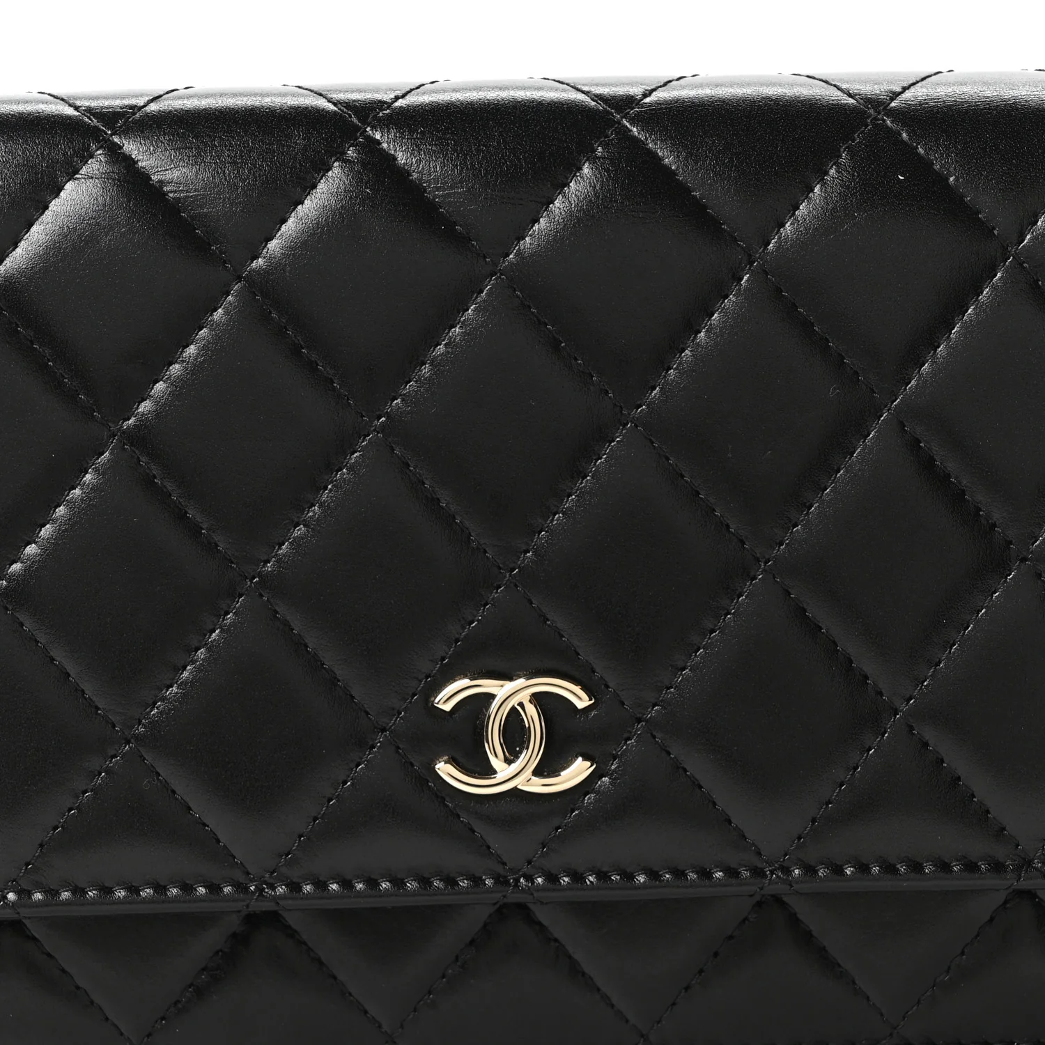 Calfskin Quilted Maxi Pearl Wallet On Chain WOC Black - Image 9
