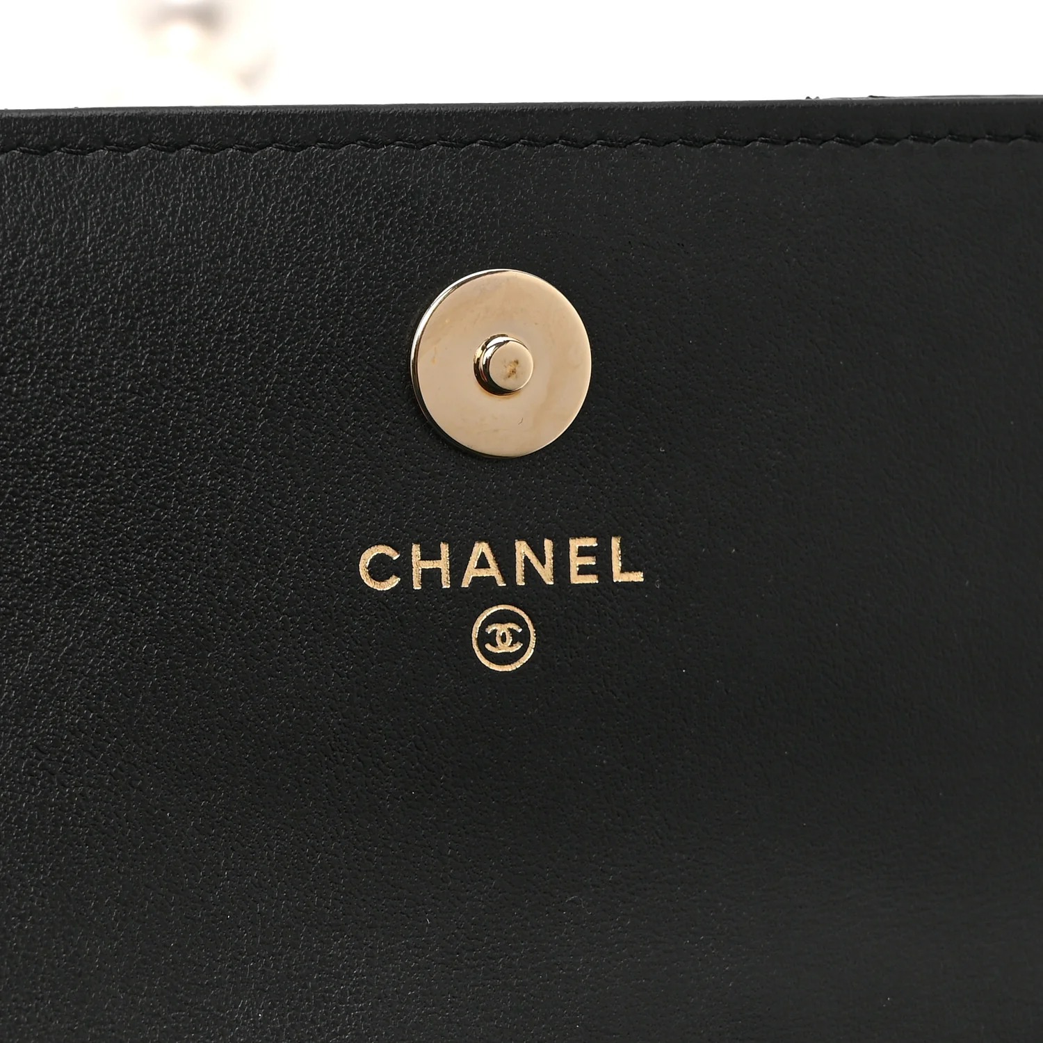 Calfskin Quilted Maxi Pearls Clutch With Chain Black - Image 6