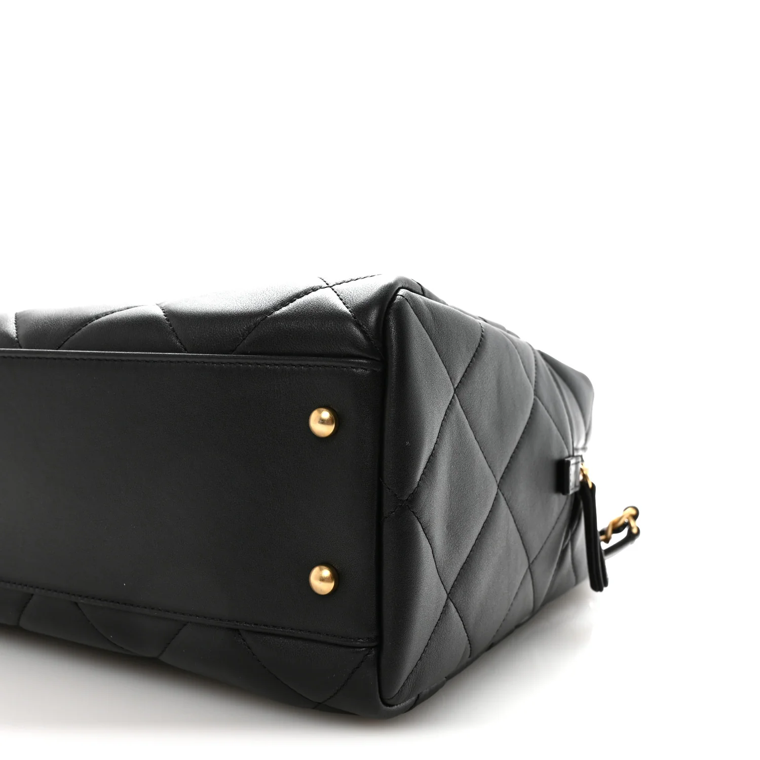 Calfskin Quilted Maxi Travel Bowling Bag Black - Image 10