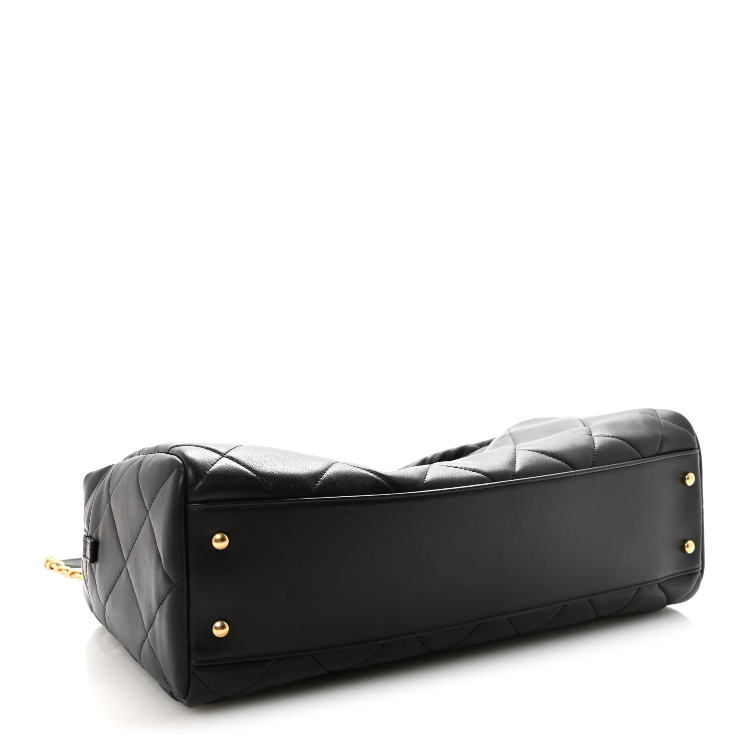 Calfskin Quilted Maxi Travel Bowling Bag Black - Image 4
