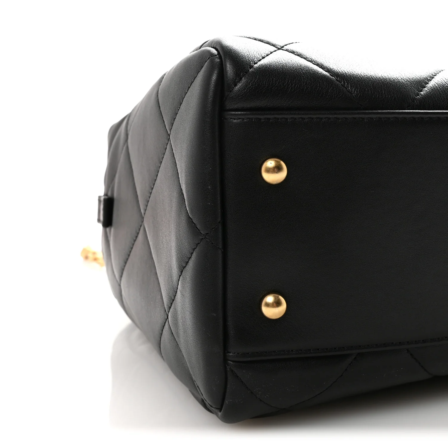 Calfskin Quilted Maxi Travel Bowling Bag Black - Image 9