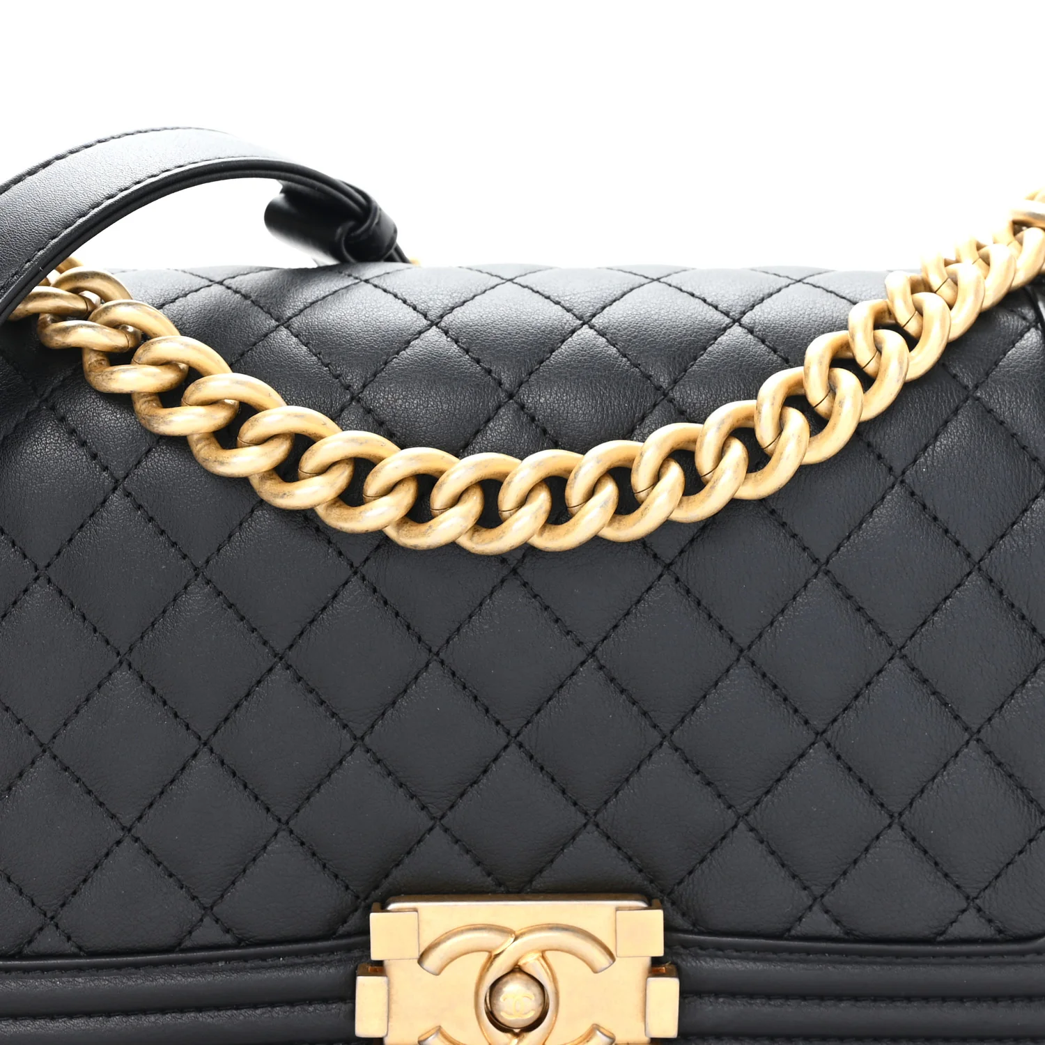 Calfskin Quilted Medium Boy Flap Black - Image 8