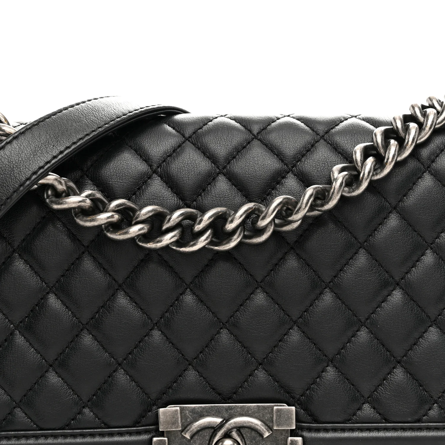 Calfskin Quilted Medium Boy Flap Black - Image 8