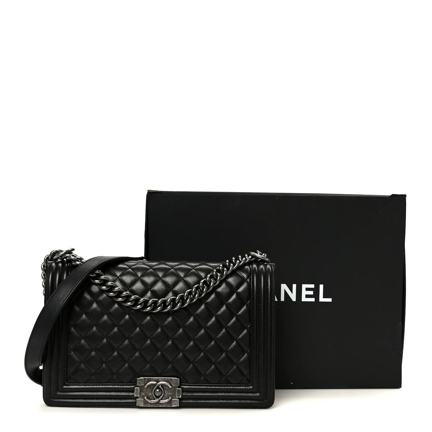Calfskin Quilted Medium Boy Flap Black - Image 11