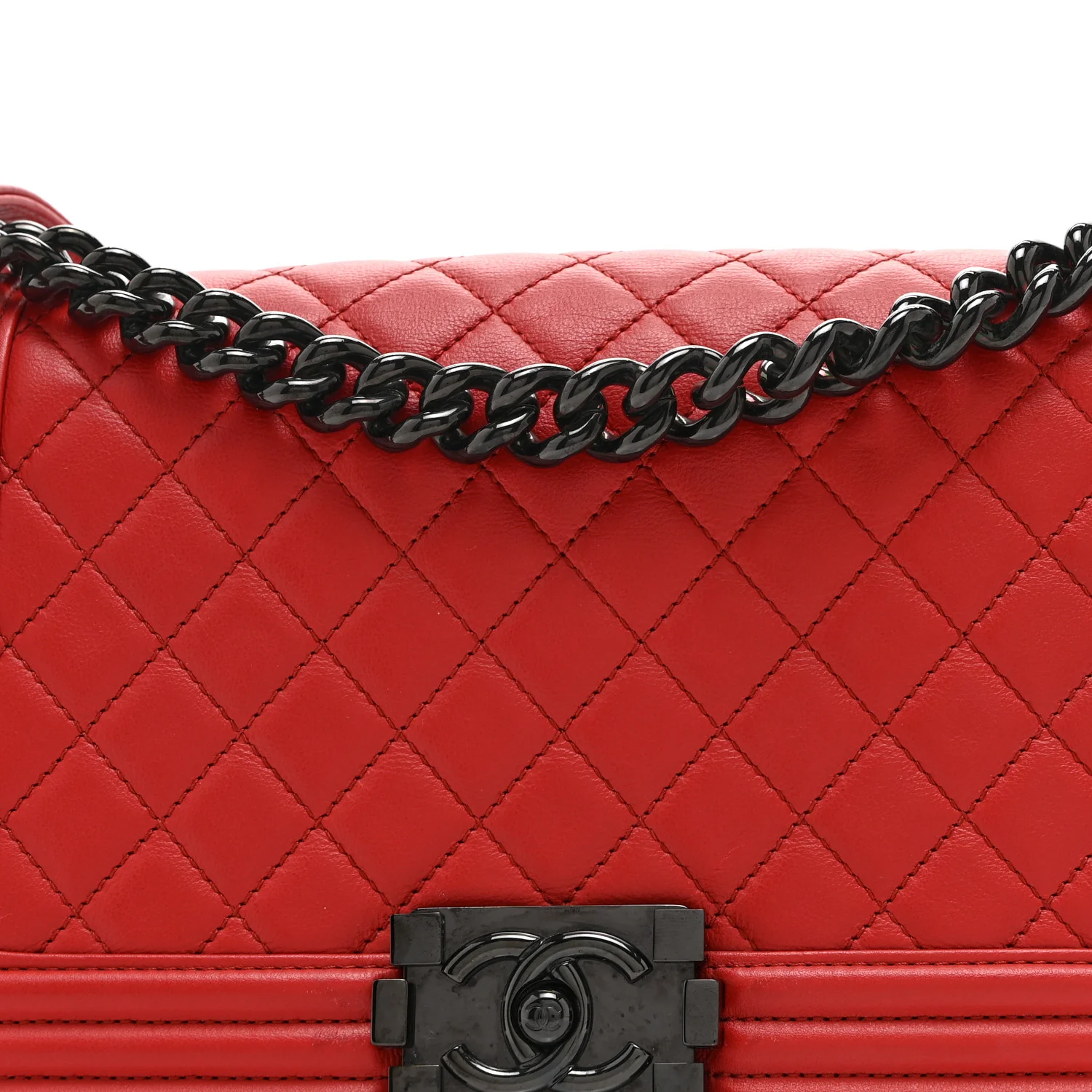 Calfskin Quilted Medium Boy Flap Red - Image 8
