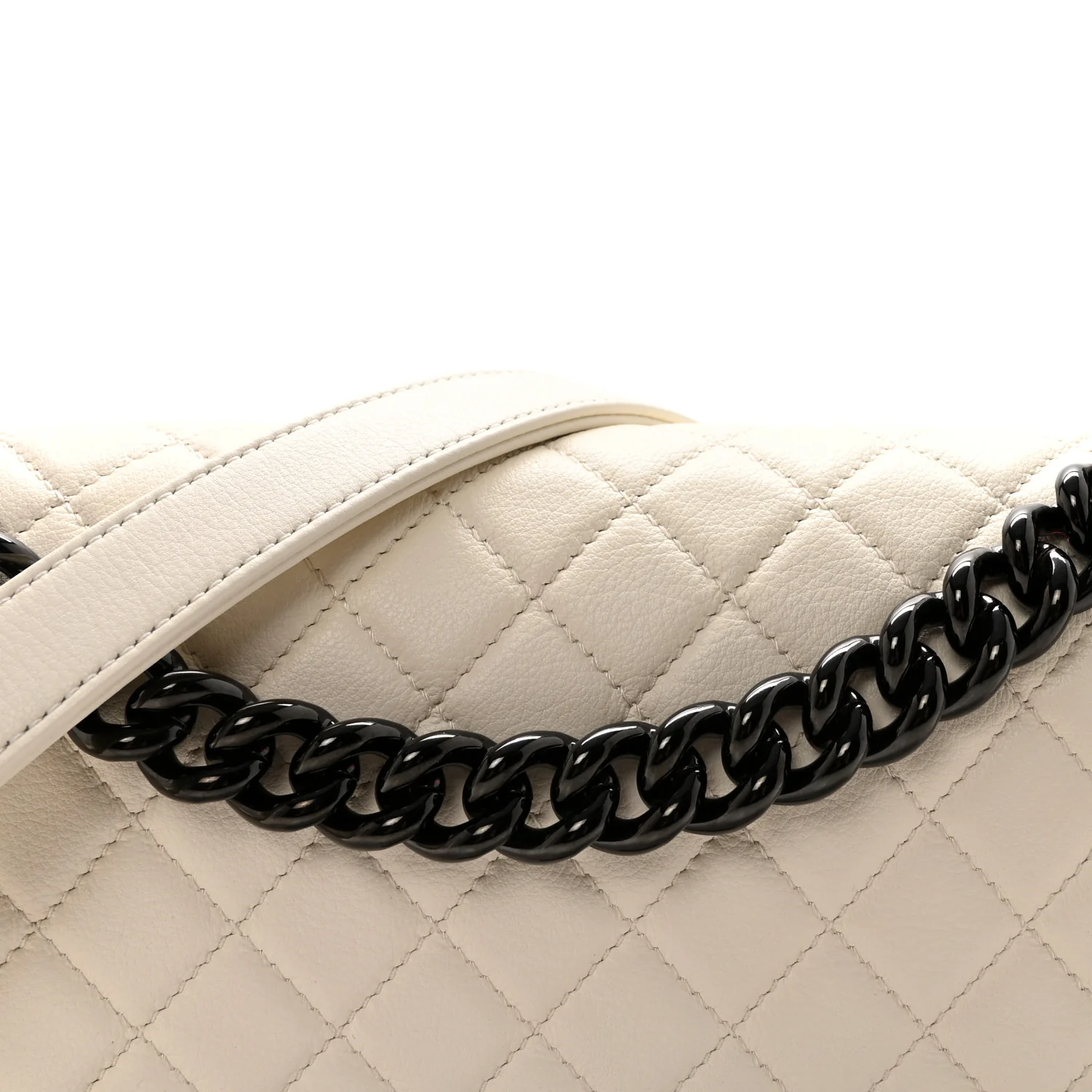 Calfskin Quilted Medium Boy Flap White - Image 8