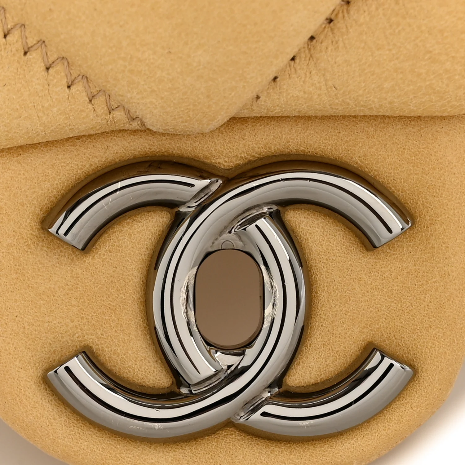 Calfskin Quilted Medium Bubble Quilt Flap Bag Beige - Image 12