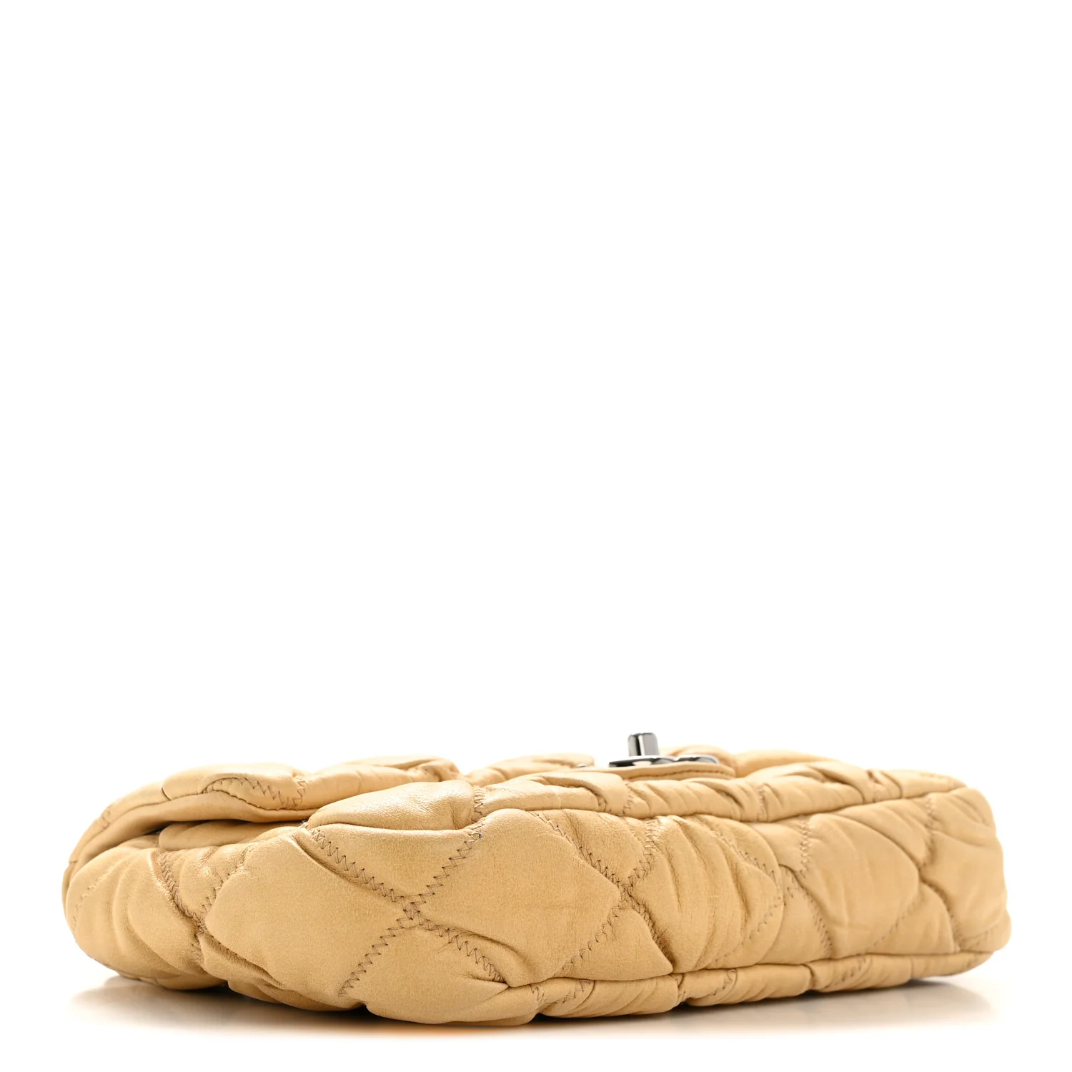 Calfskin Quilted Medium Bubble Quilt Flap Bag Beige - Image 4