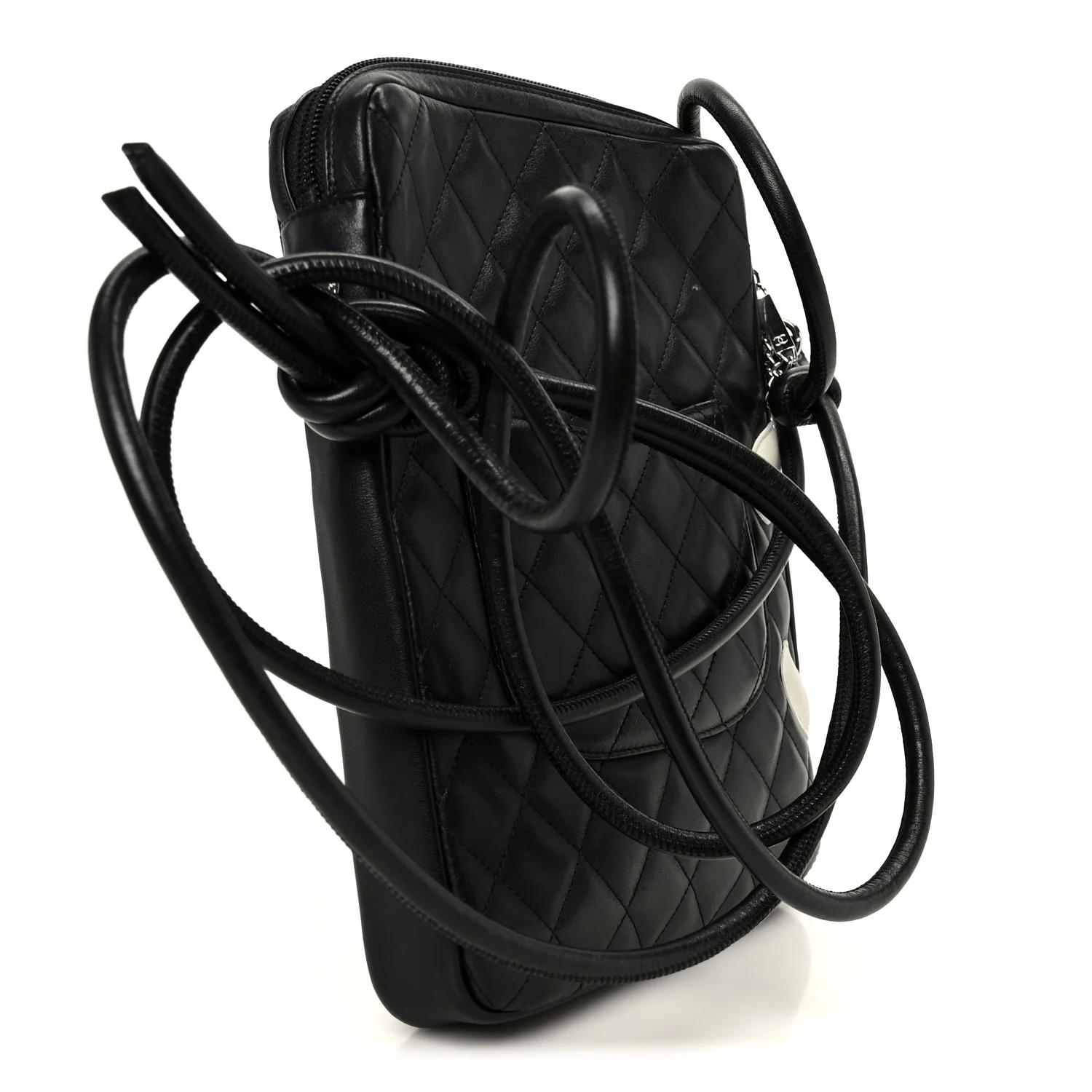 Calfskin Quilted Medium Cambon Messenger Black White - Image 3
