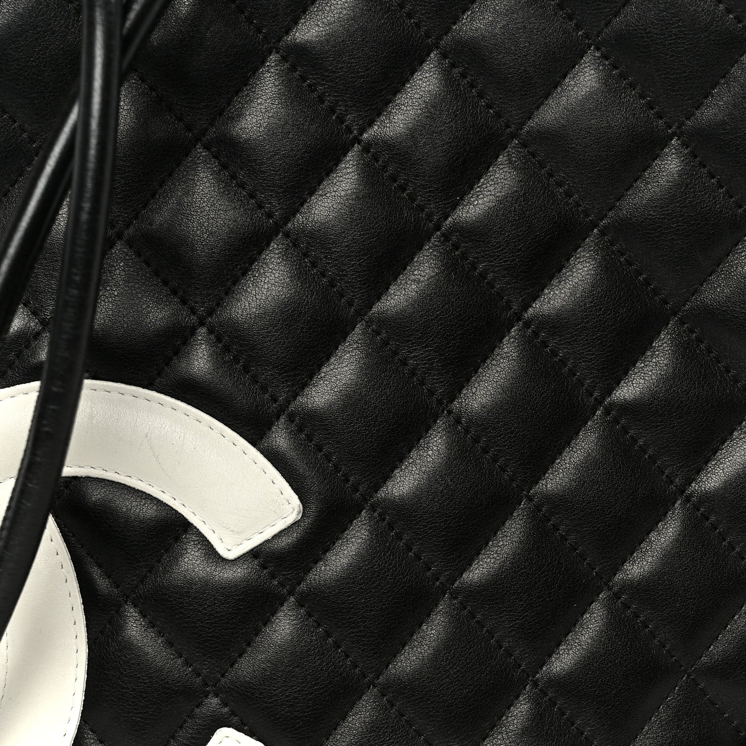 Calfskin Quilted Medium Cambon Messenger Black White - Image 8