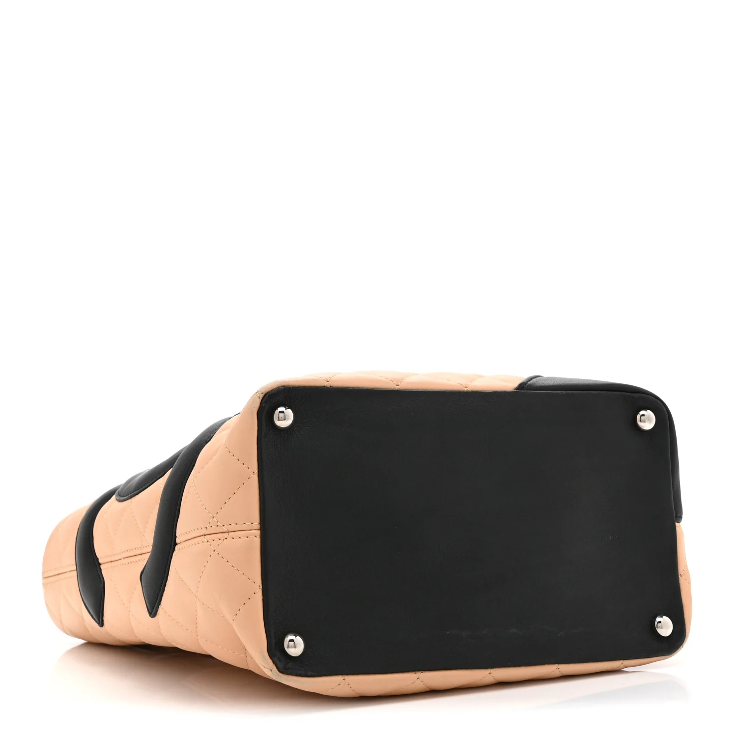 Calfskin Quilted Medium Cambon Tote Beige Black - Image 4