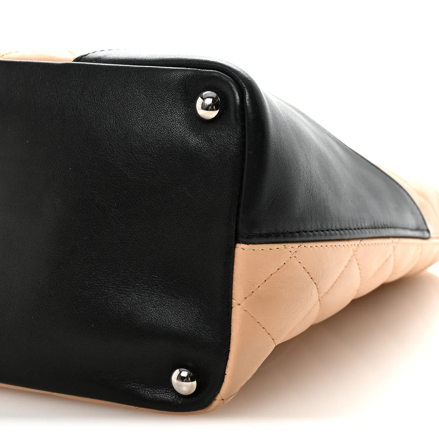 Calfskin Quilted Medium Cambon Tote Beige Black - Image 9