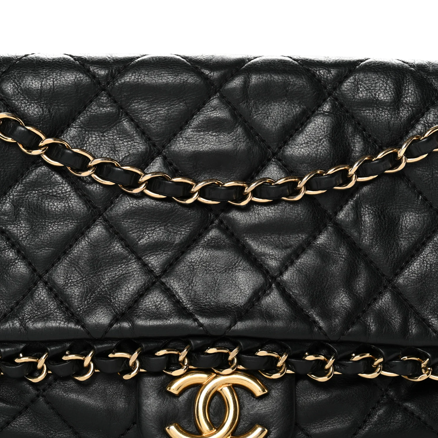 Calfskin Quilted Medium Chain Me Flap Black - Image 8