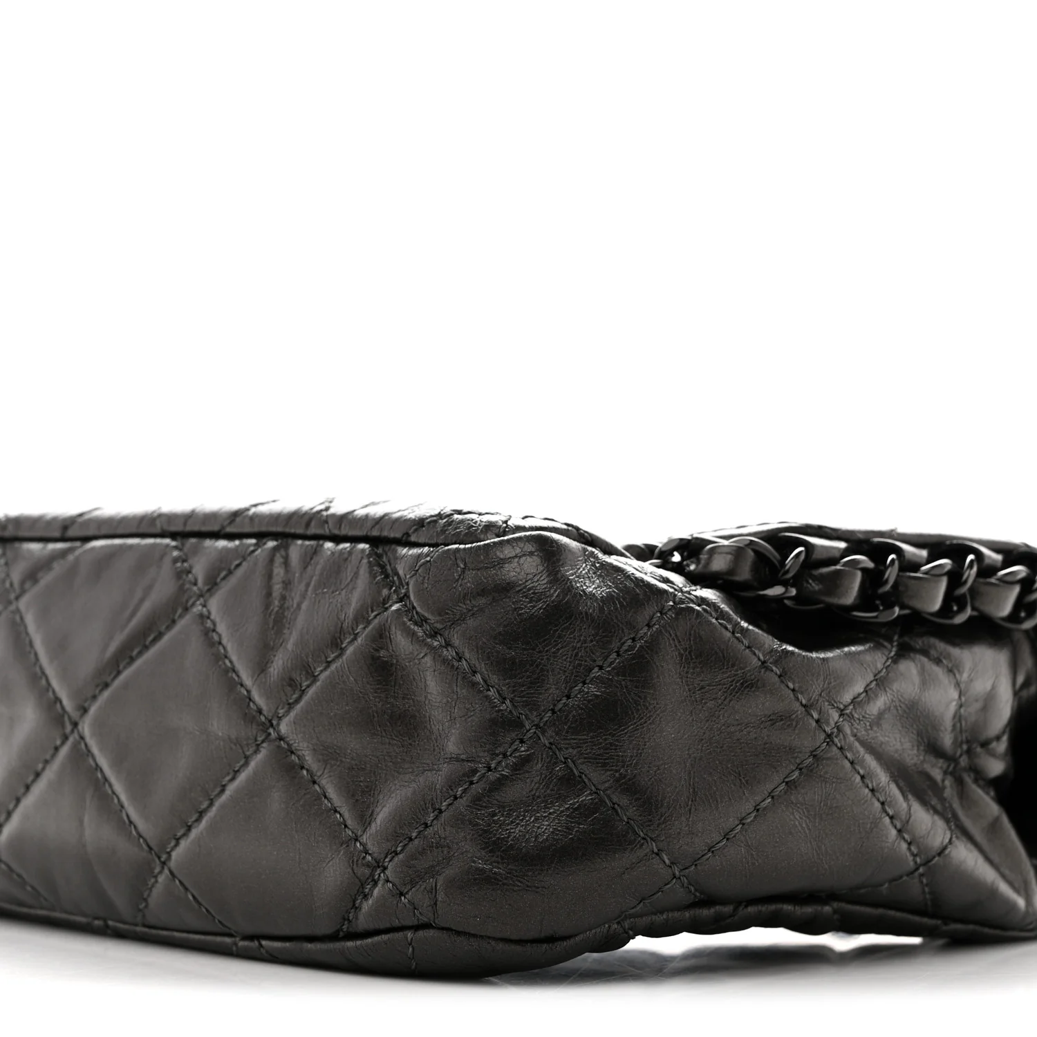 Calfskin Quilted Medium Chain Me Flap Grey - Image 10