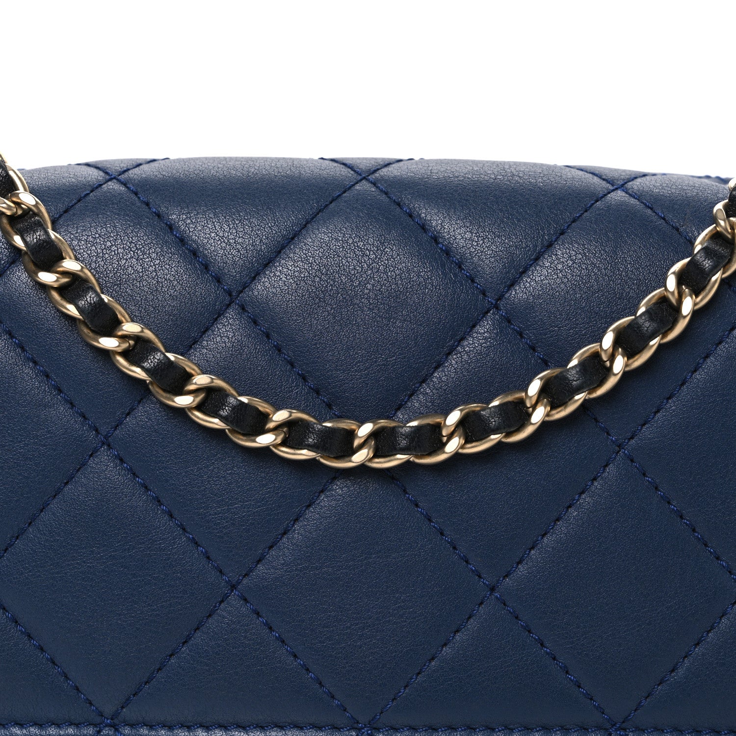 Calfskin Quilted Medium Graphic Flap Blue Black - Image 7