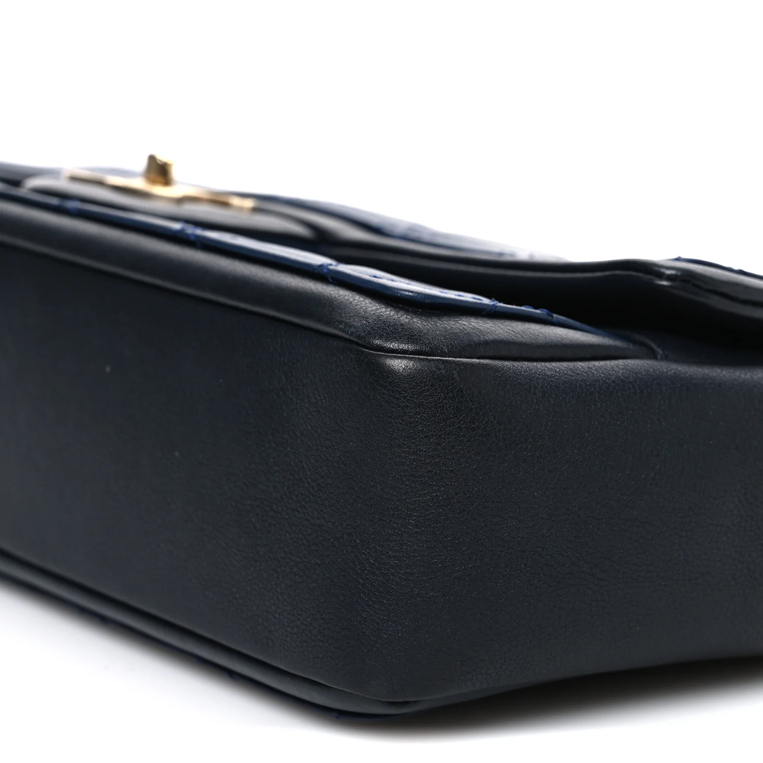 Calfskin Quilted Medium Graphic Flap Blue Black - Image 9