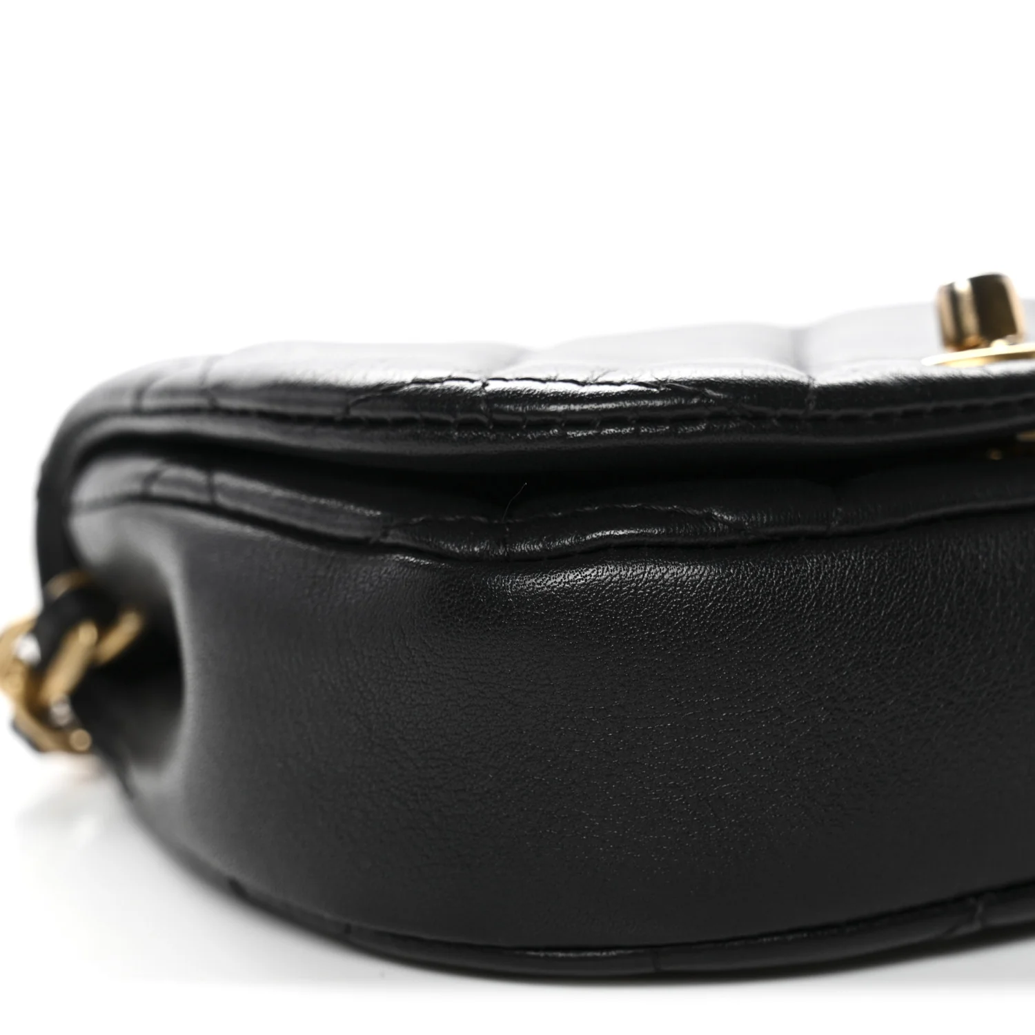 Calfskin Quilted Mini Coco Mail Clutch With Chain Black - Image 10
