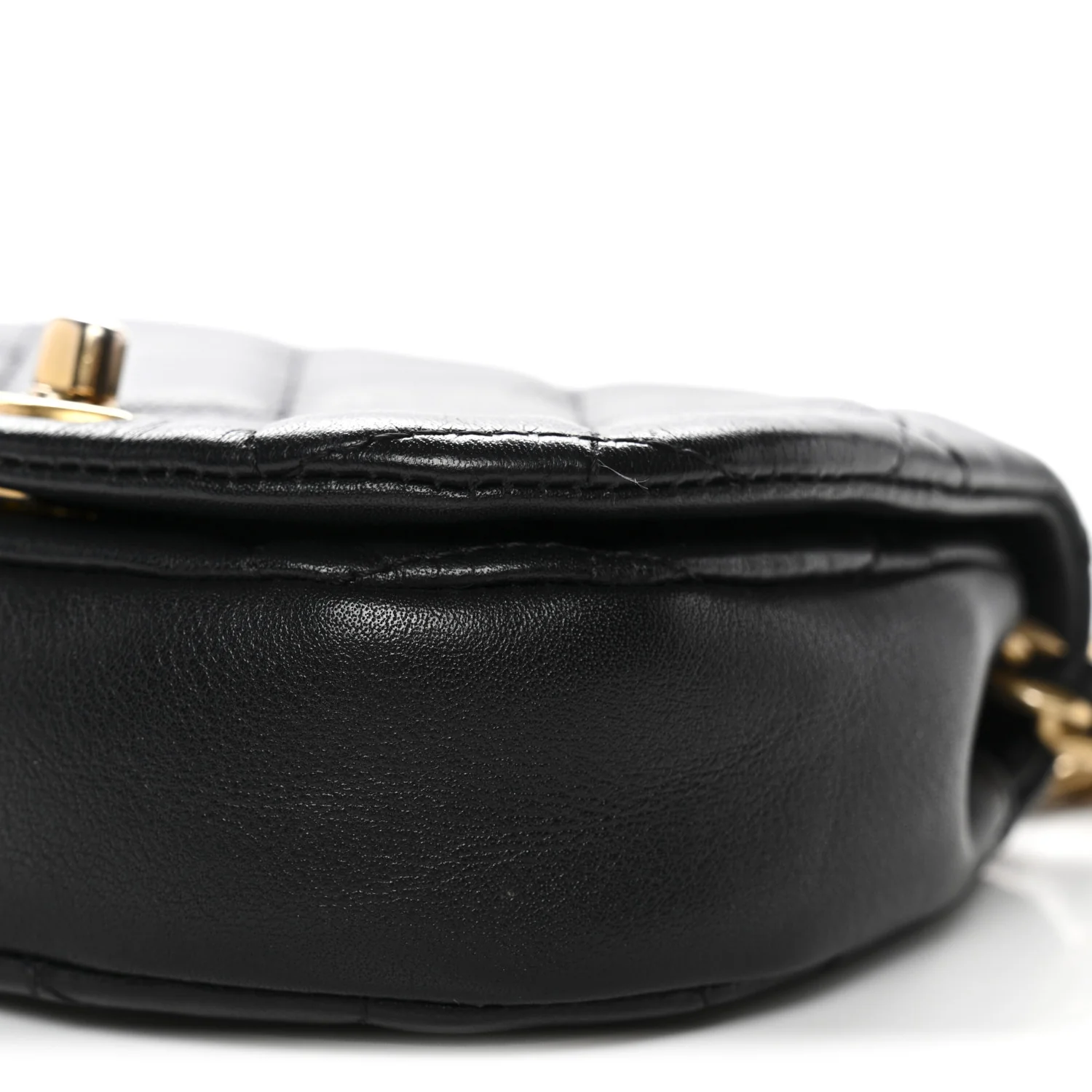 Calfskin Quilted Mini Coco Mail Clutch With Chain Black - Image 11