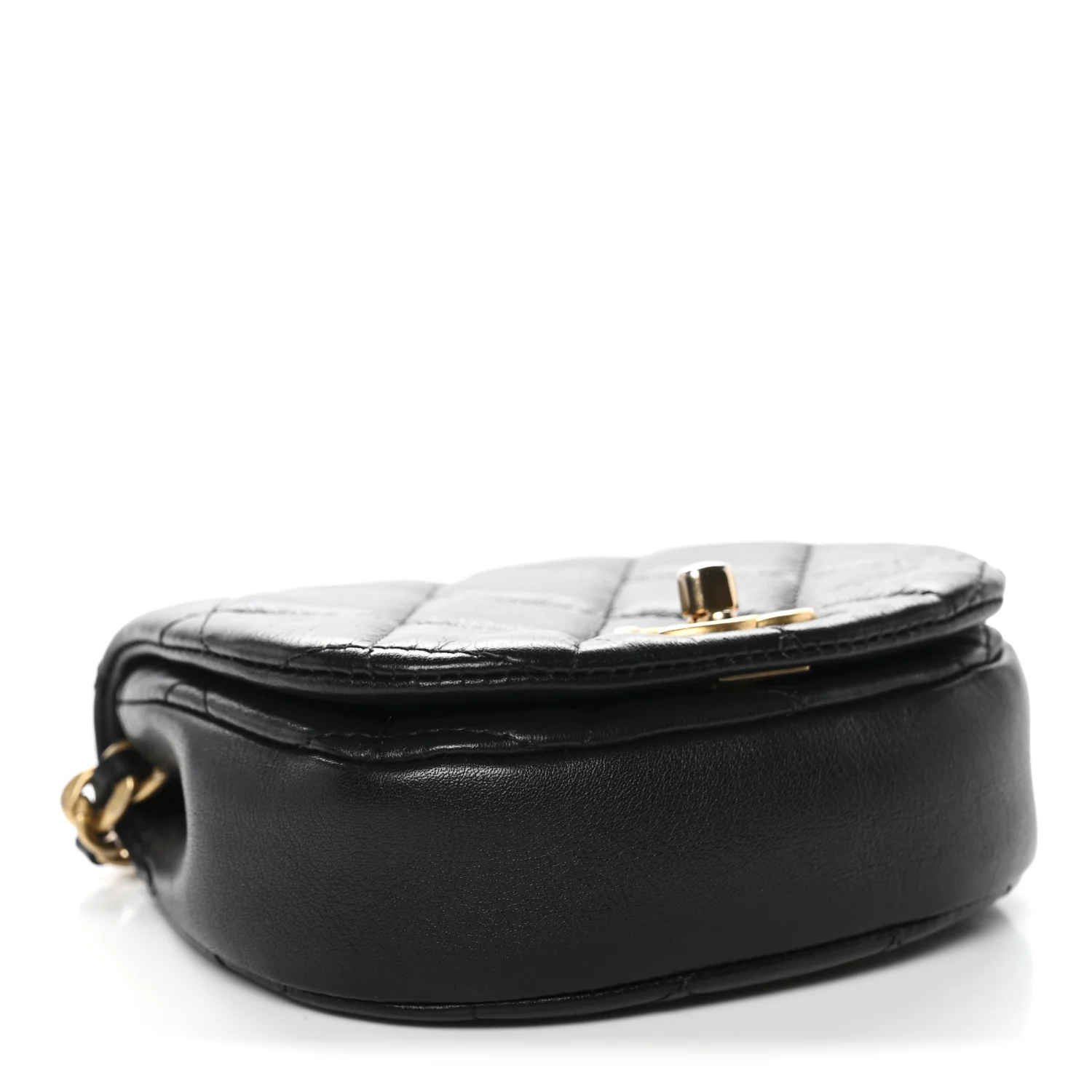 Calfskin Quilted Mini Coco Mail Clutch With Chain Black - Image 4