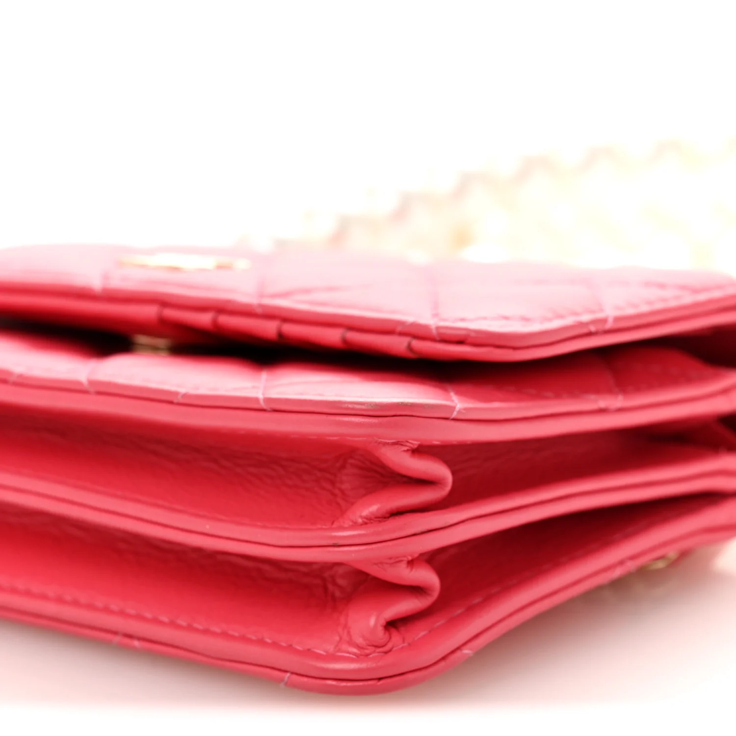 Calfskin Quilted Mini Maxi Pearls Wallet On Chain WOC Pink - Image 10