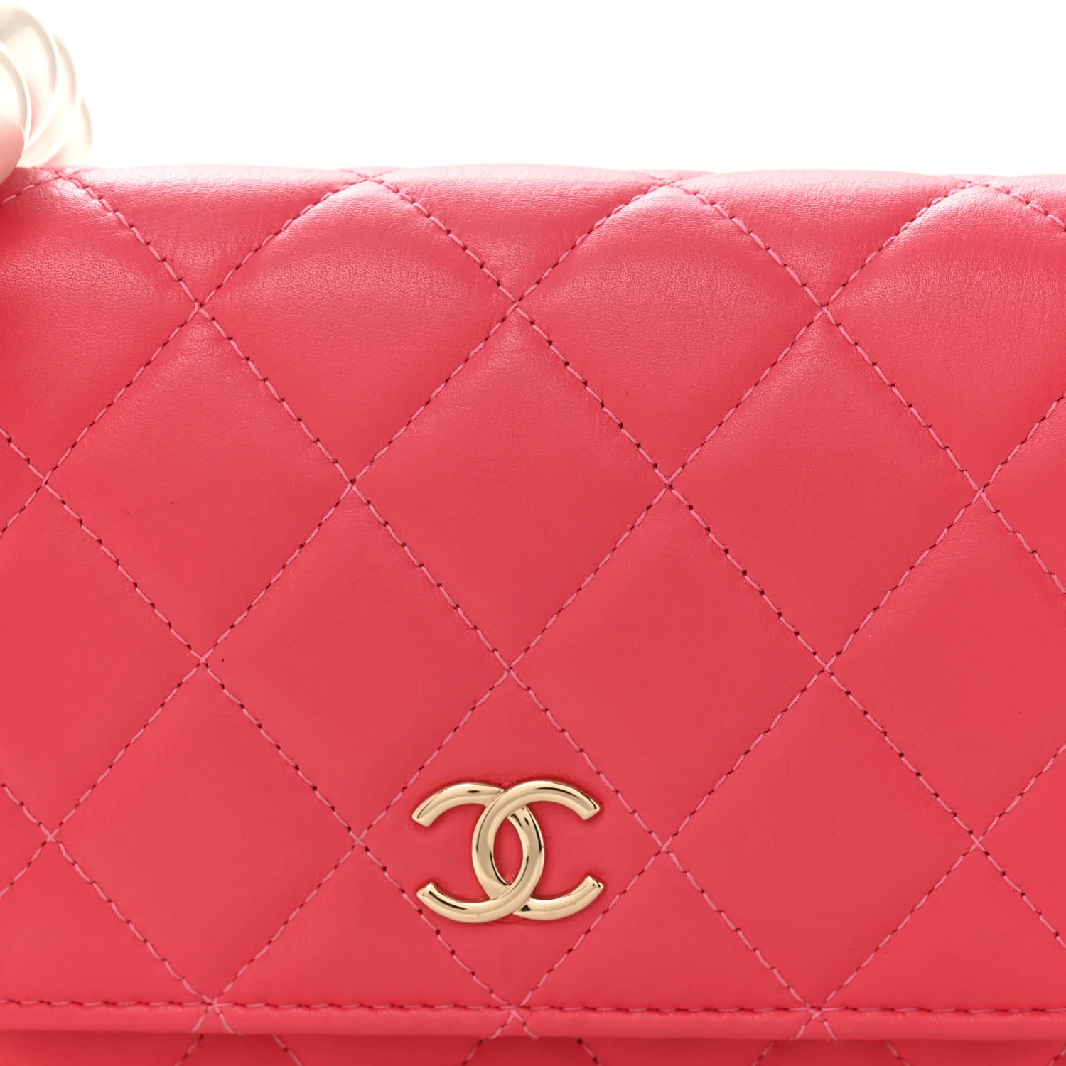 Calfskin Quilted Mini Maxi Pearls Wallet On Chain WOC Pink - Image 8