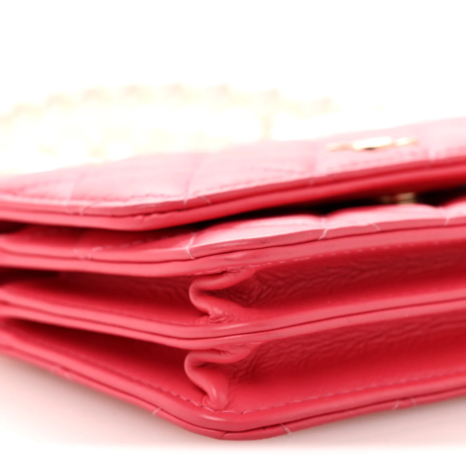 Calfskin Quilted Mini Maxi Pearls Wallet On Chain WOC Pink - Image 9