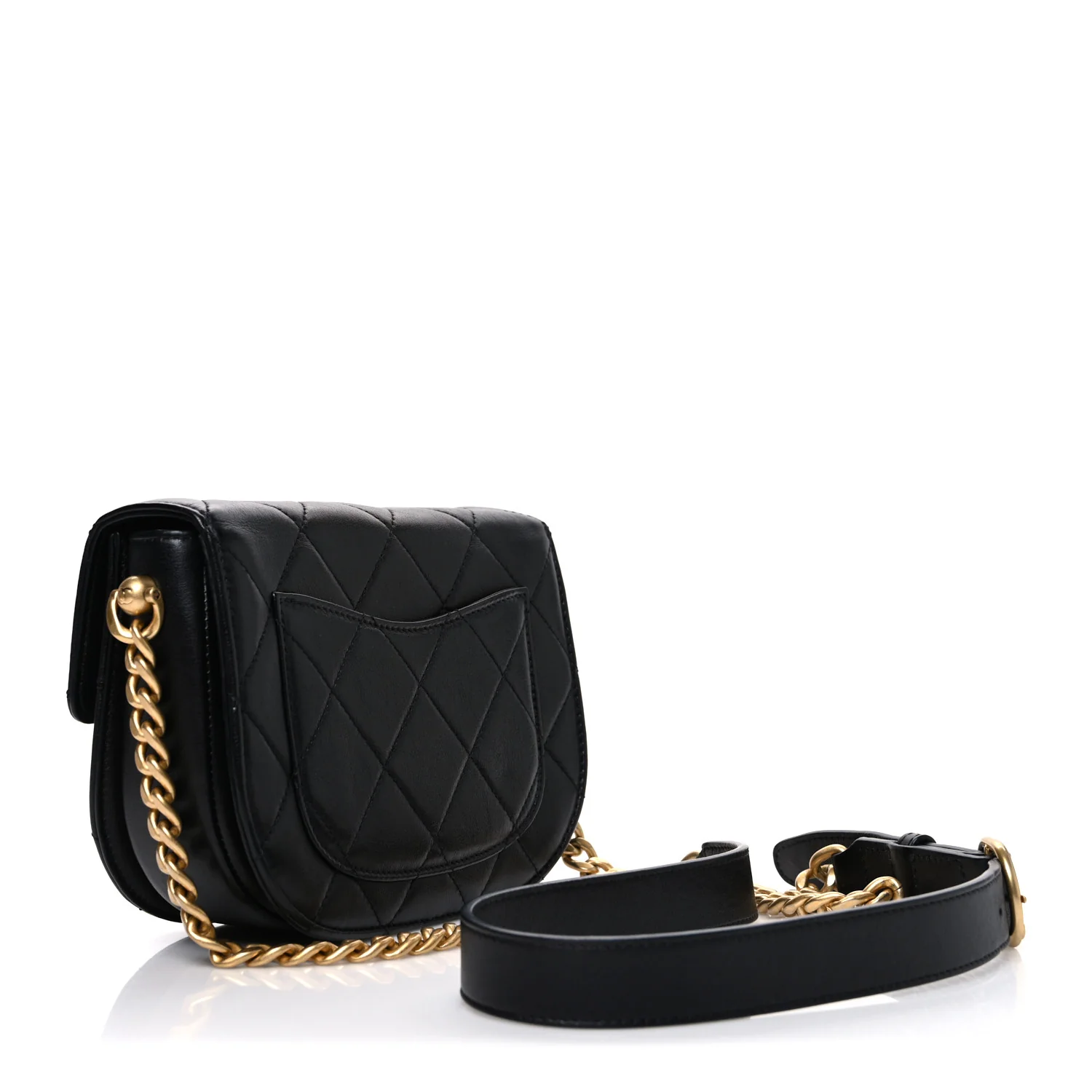 Calfskin Quilted Moon Messenger Black - Image 2