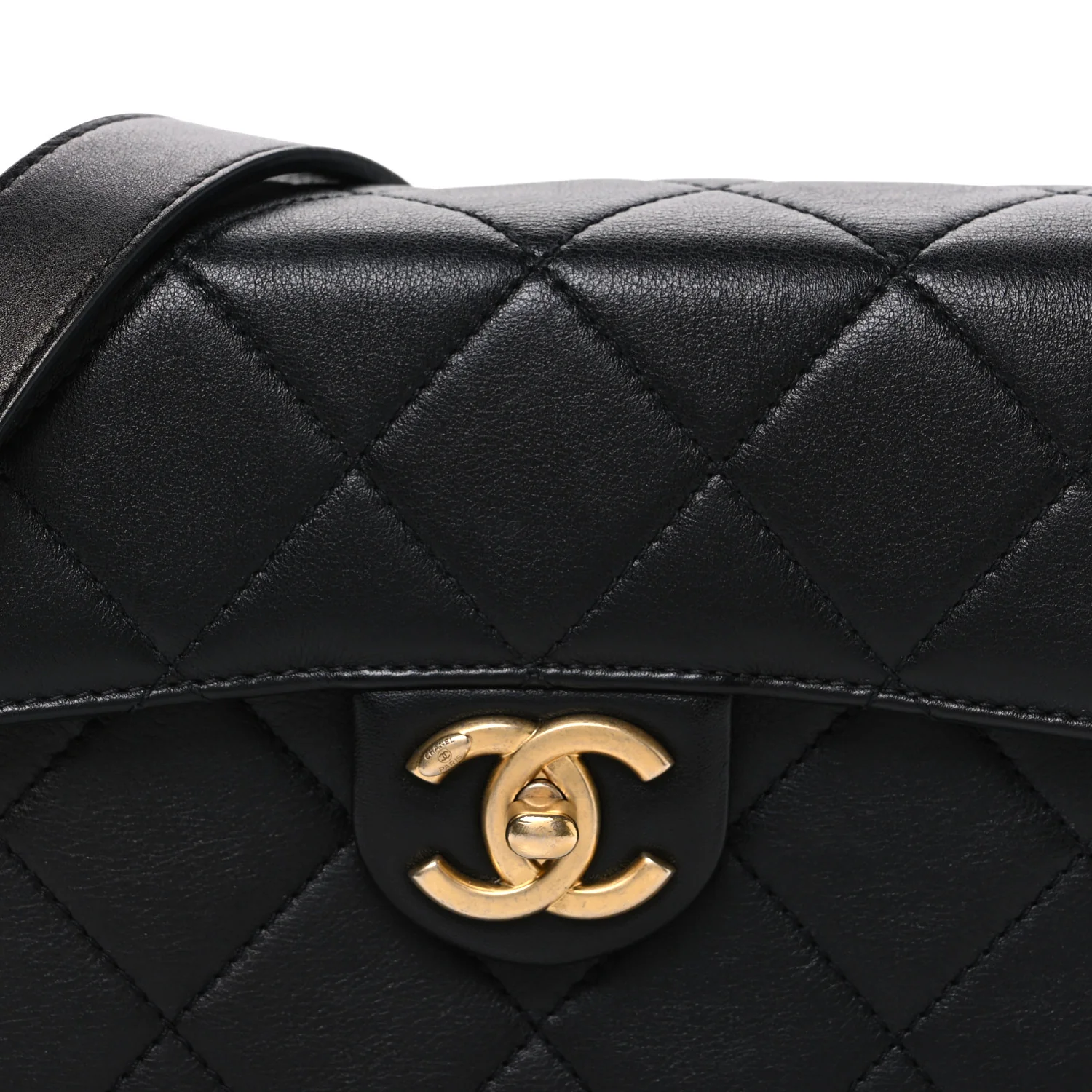 Calfskin Quilted Moon Messenger Black - Image 7