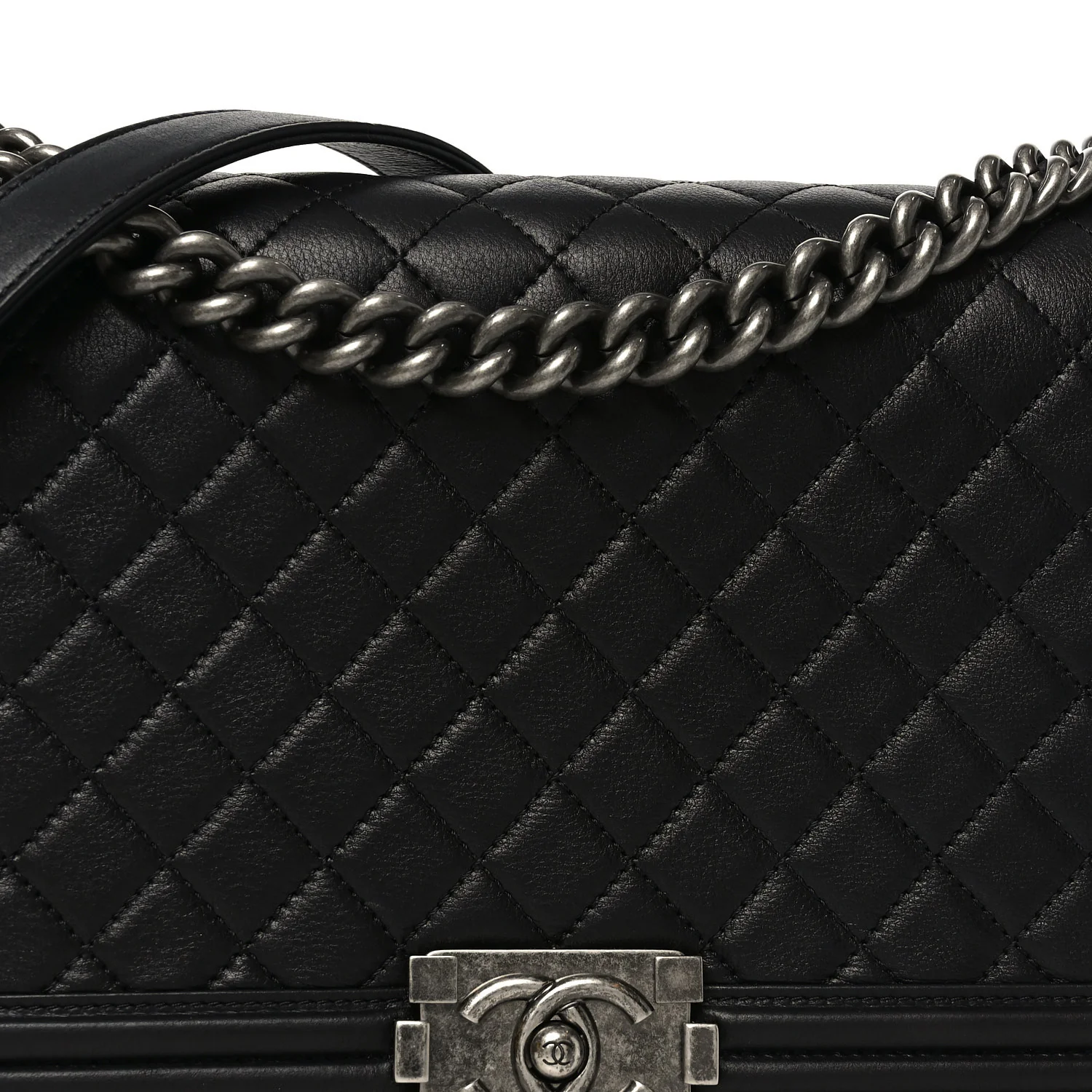 Calfskin Quilted New Medium Boy Flap Black - Image 8