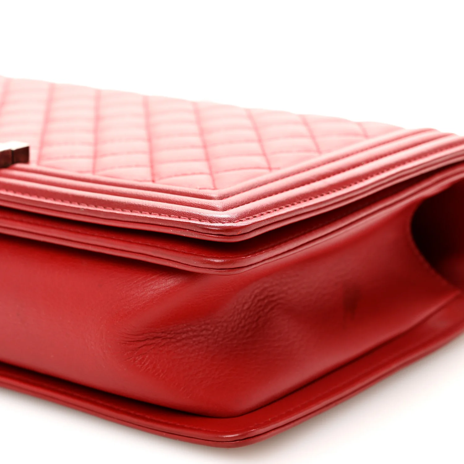 Calfskin Quilted New Medium Boy Flap Red - Image 10