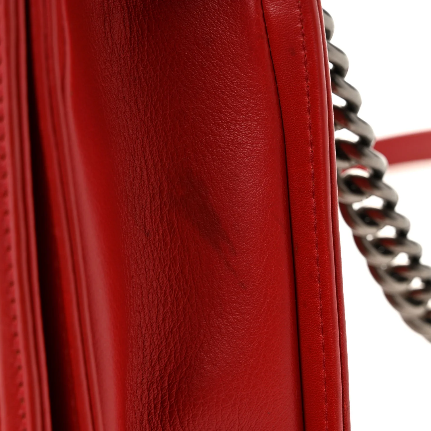Calfskin Quilted New Medium Boy Flap Red - Image 11