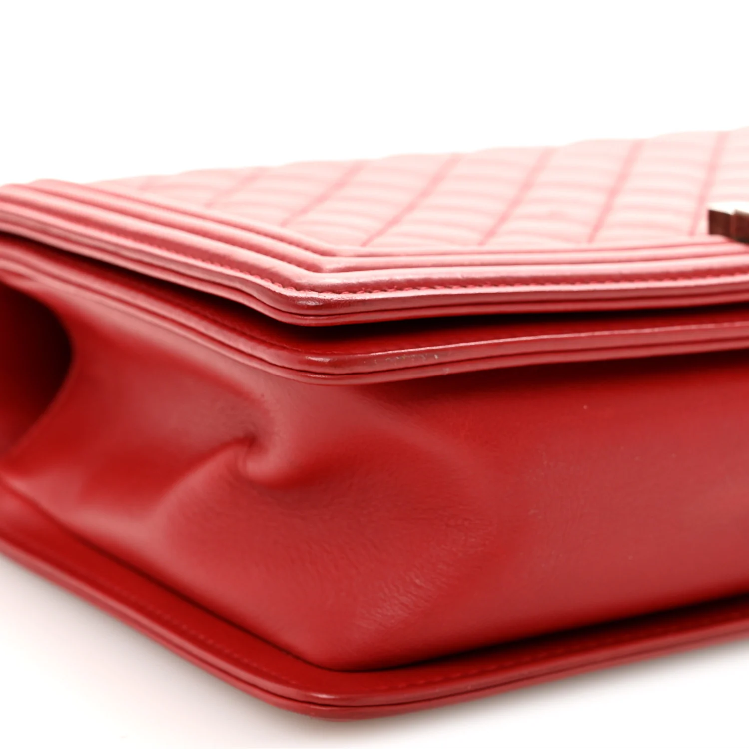 Calfskin Quilted New Medium Boy Flap Red - Image 9
