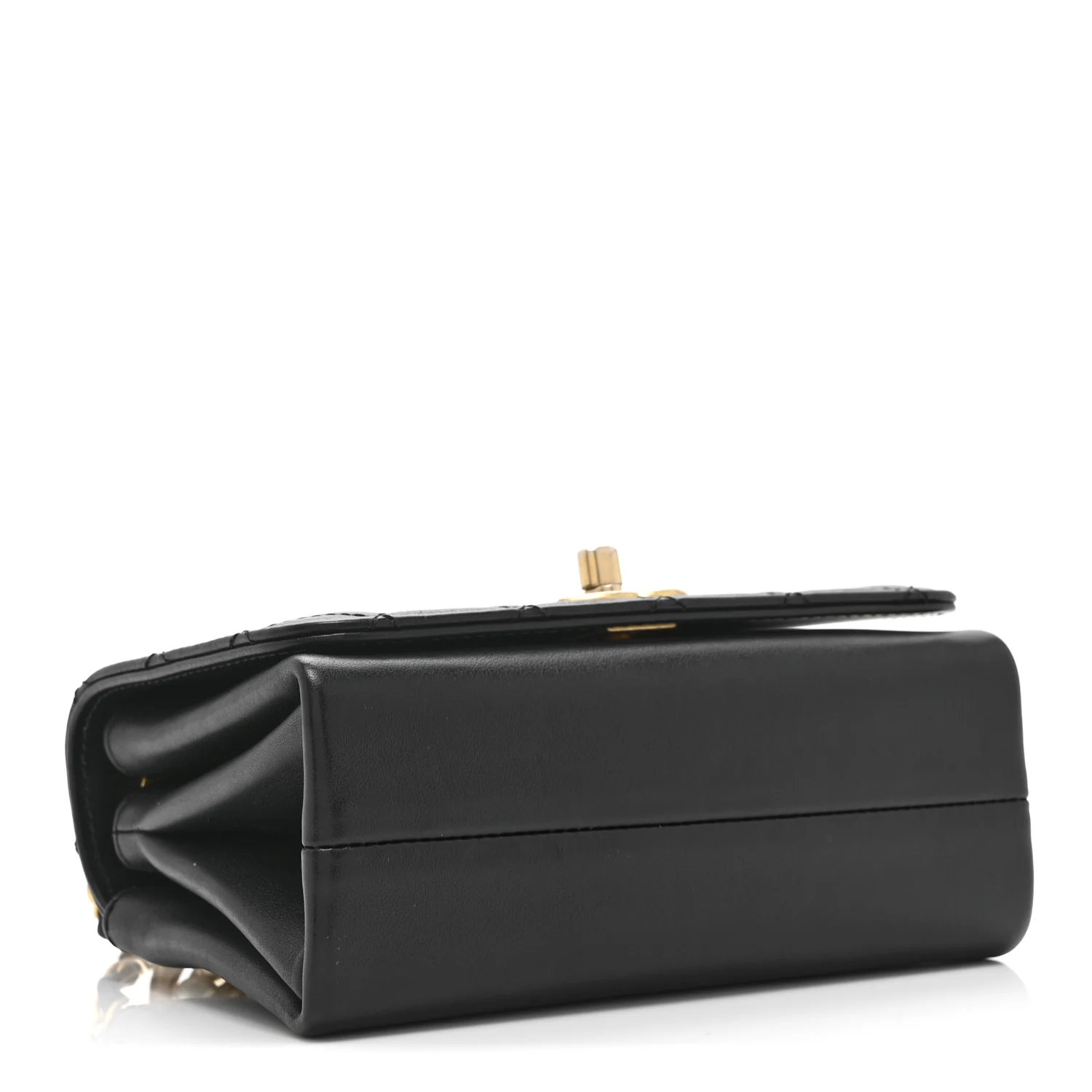 Calfskin Quilted Pearl Jewel Chain Flap Black - Image 4