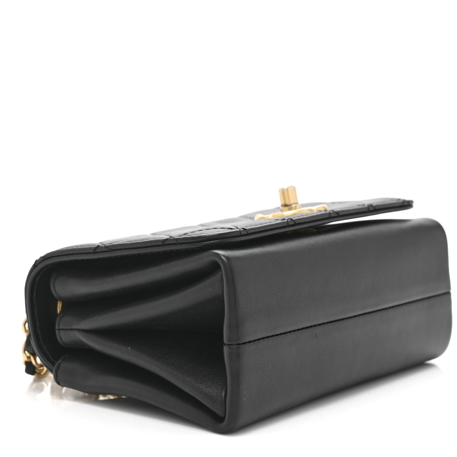 Calfskin Quilted Pearl Jewel Chain Flap Black - Image 9