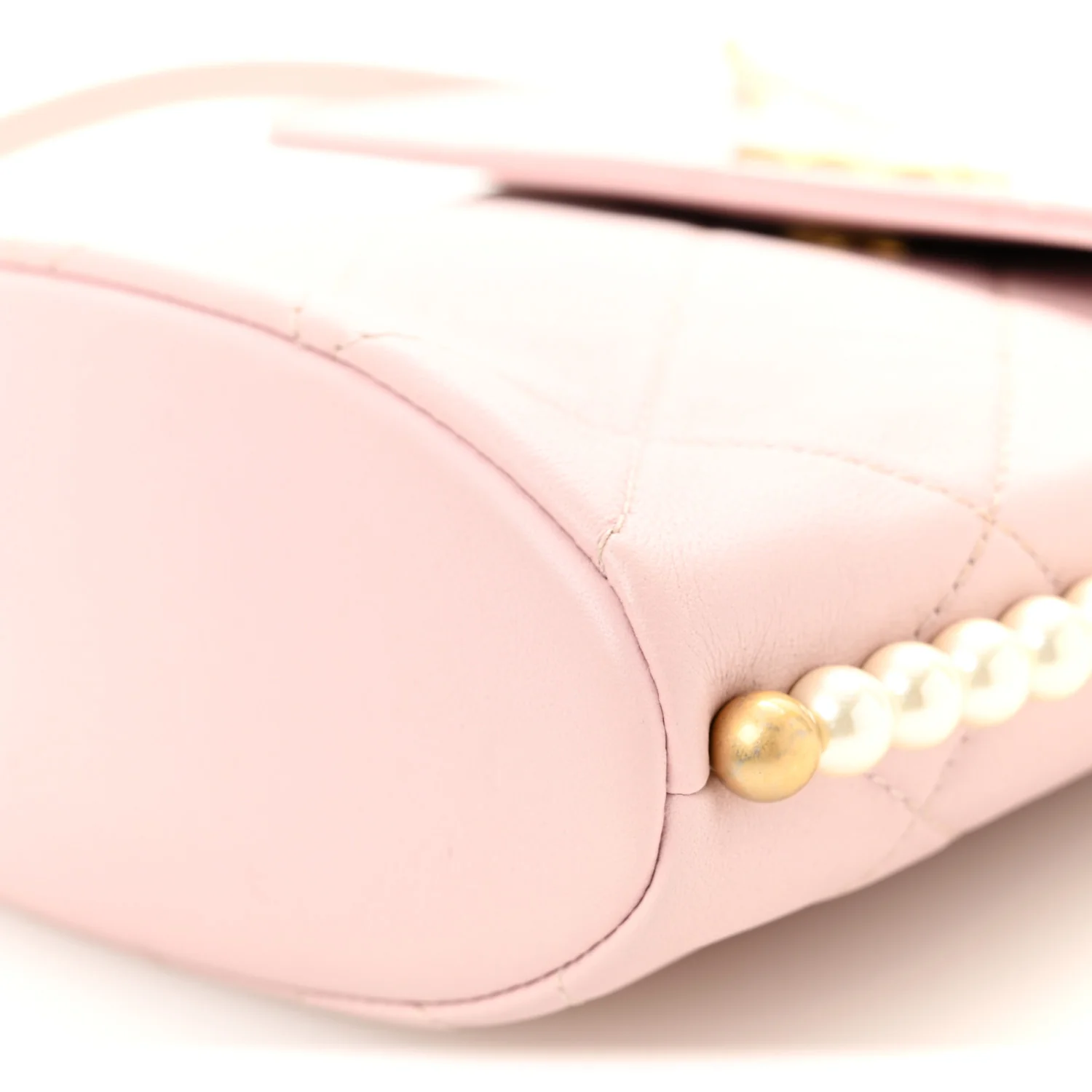 Calfskin Quilted Pearl Small About Pearls Hobo Bag Light Pink - Image 10