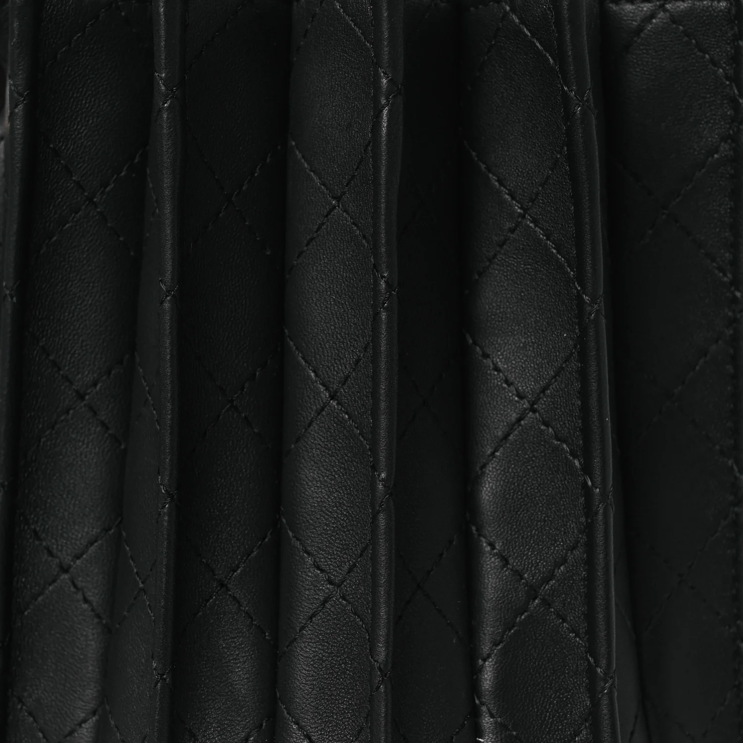 Calfskin Quilted Pleated Bucket Bag Black - Image 8