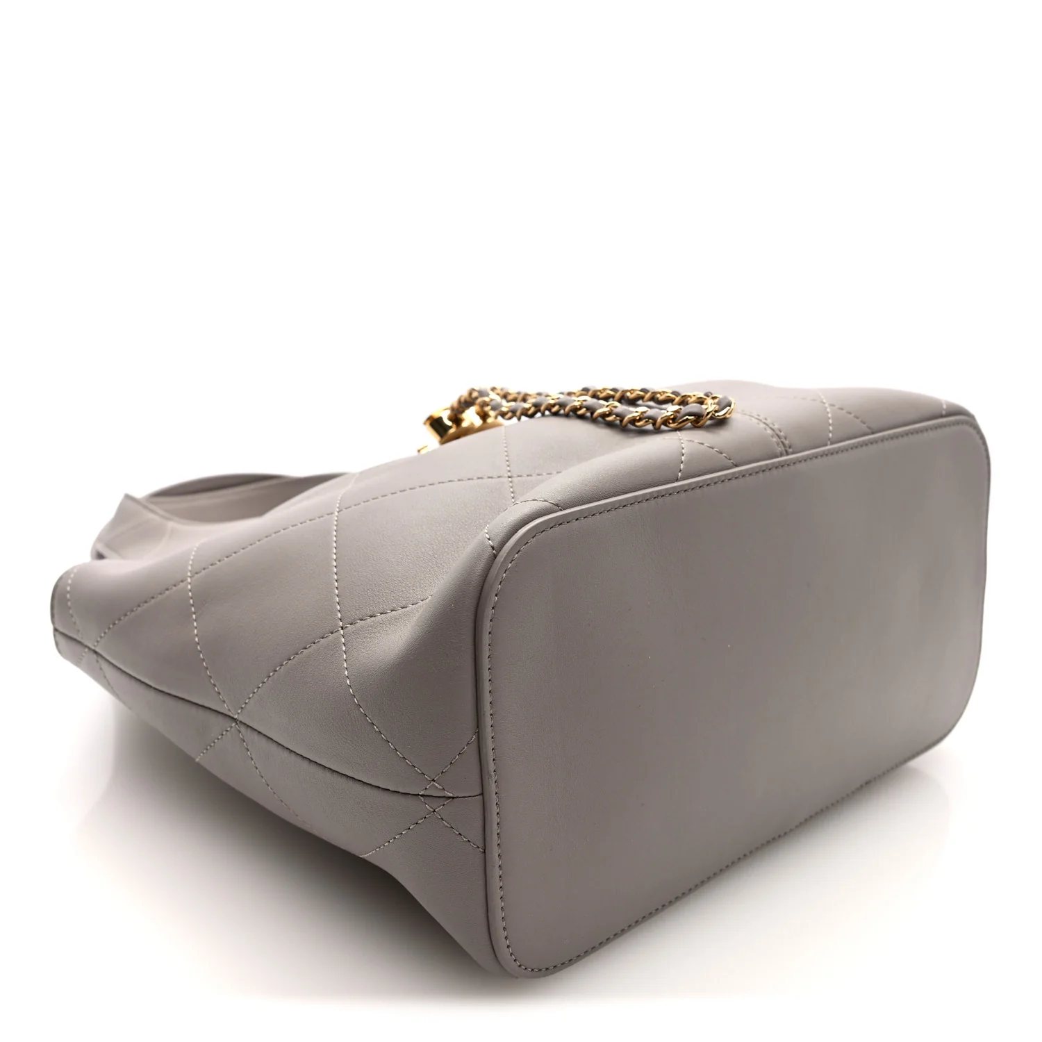 Calfskin Quilted Shopping Bag Dark Grey - Image 4