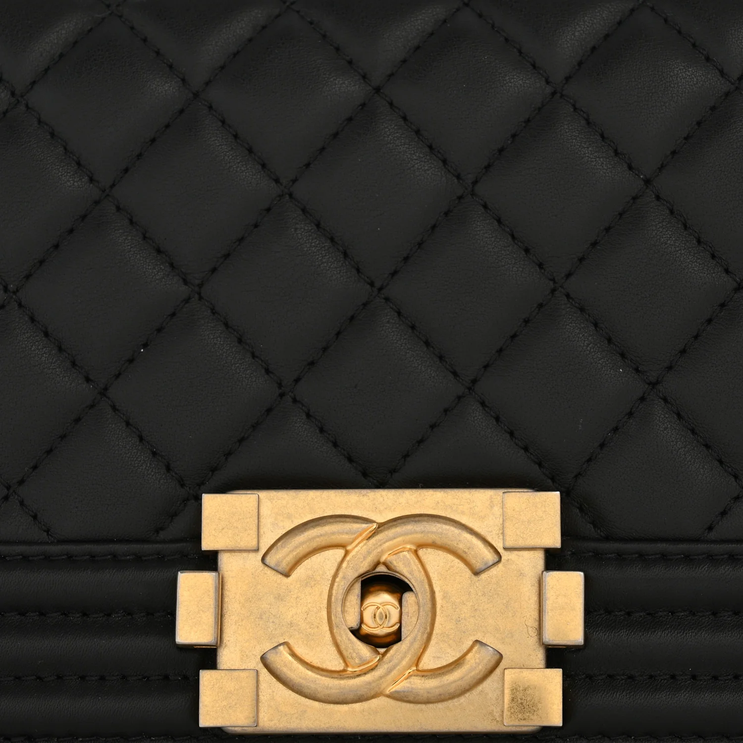 Calfskin Quilted Small Boy Flap Black - Image 12