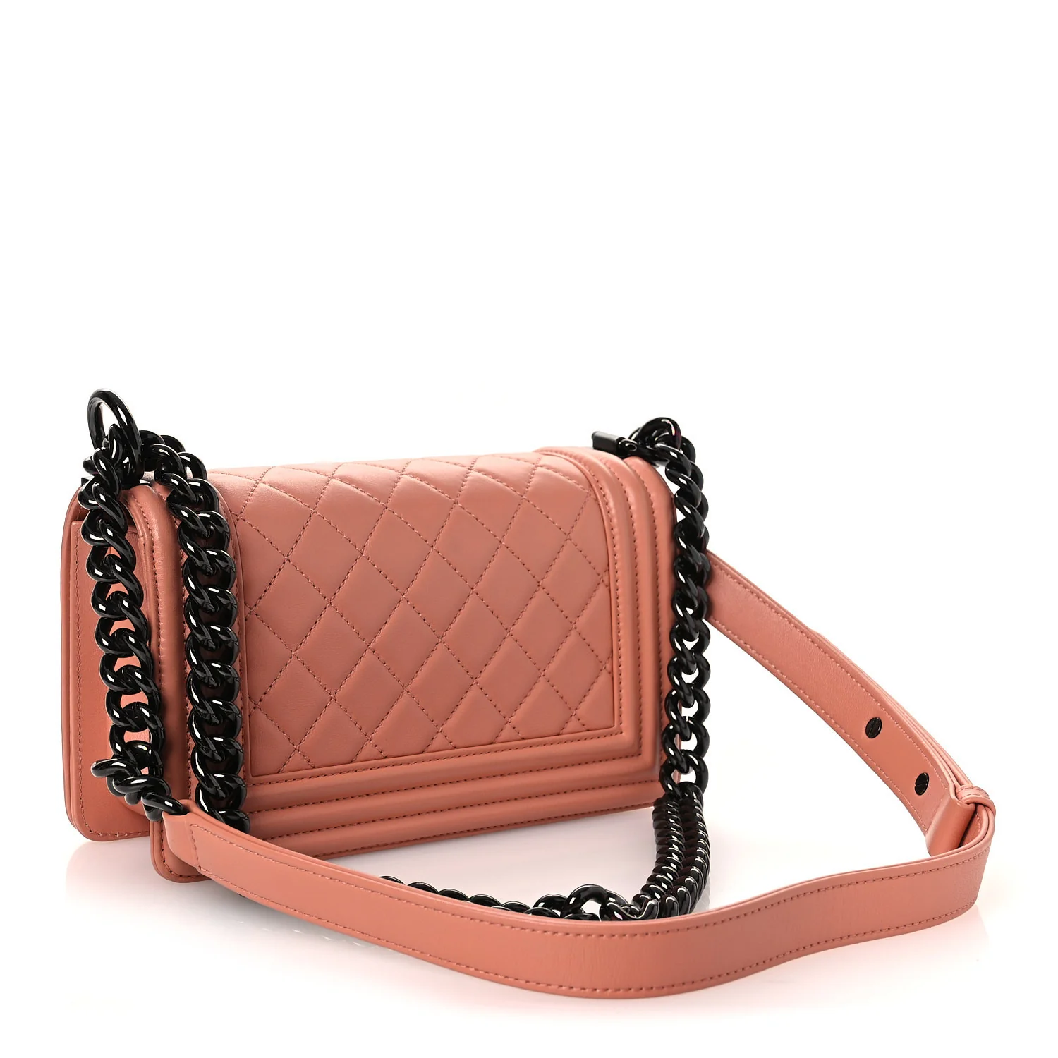 Calfskin Quilted Small Boy Flap Light Pink - Image 3
