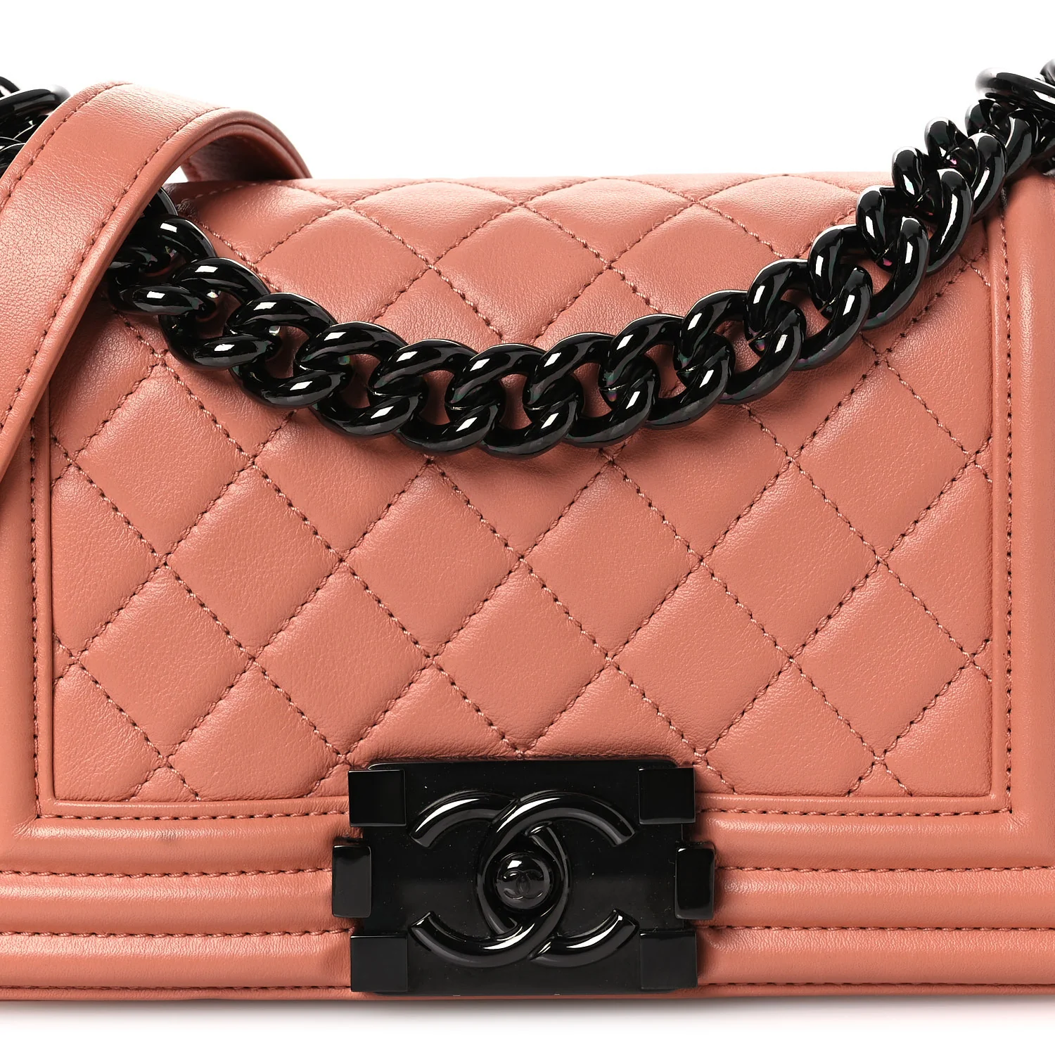 Calfskin Quilted Small Boy Flap Light Pink - Image 8