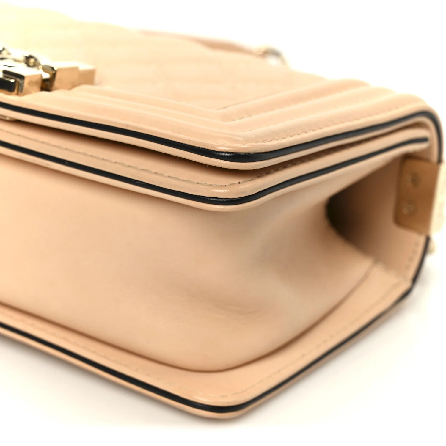 Calfskin Quilted Small Boy Top Handle Flap Beige Clair - Image 10