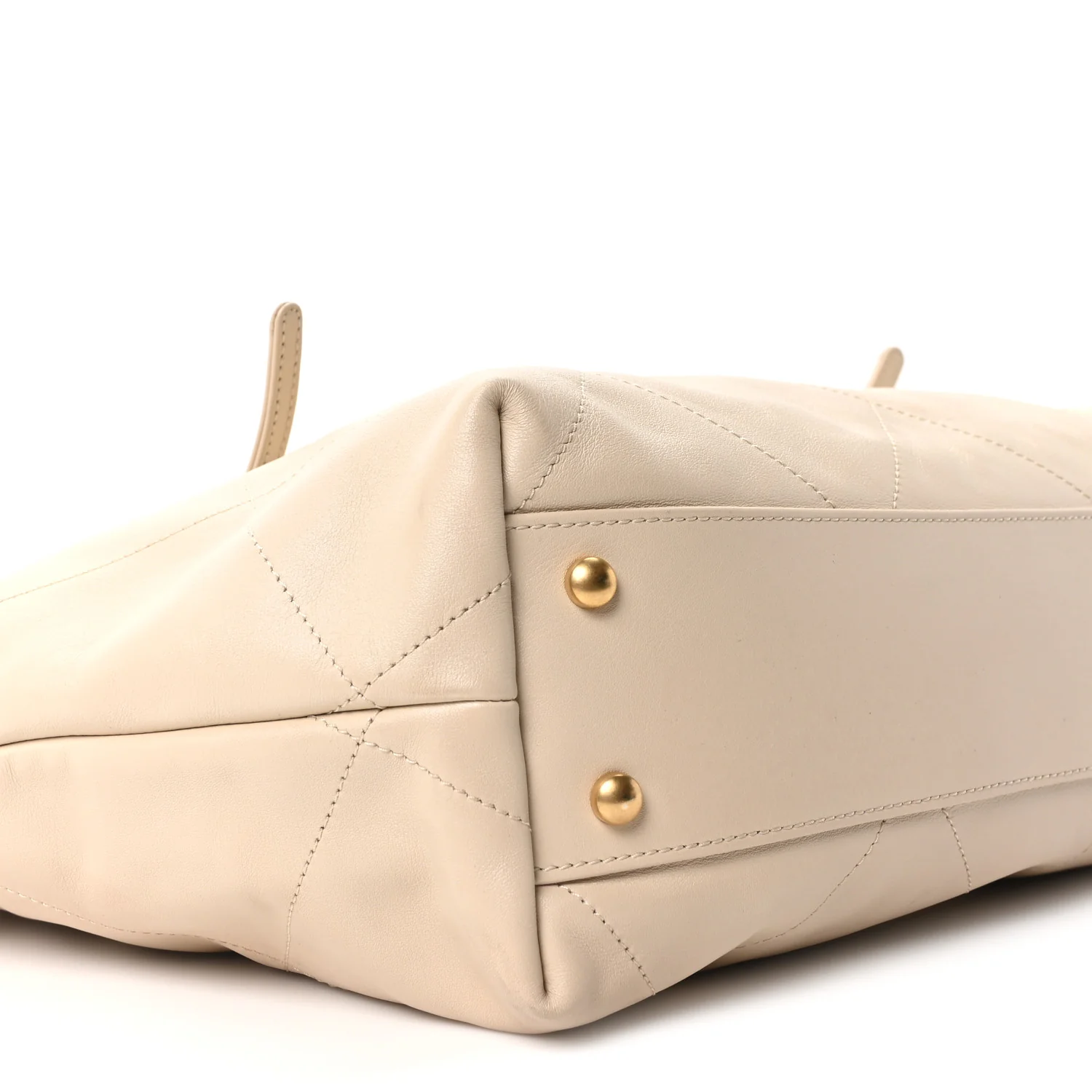 Calfskin Quilted Small Shopping Bag Beige - Image 10
