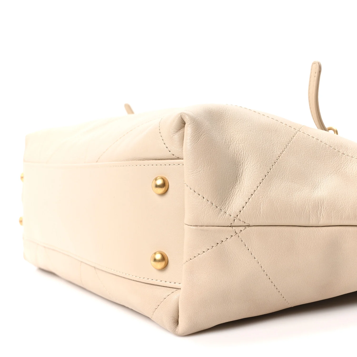 Calfskin Quilted Small Shopping Bag Beige - Image 11