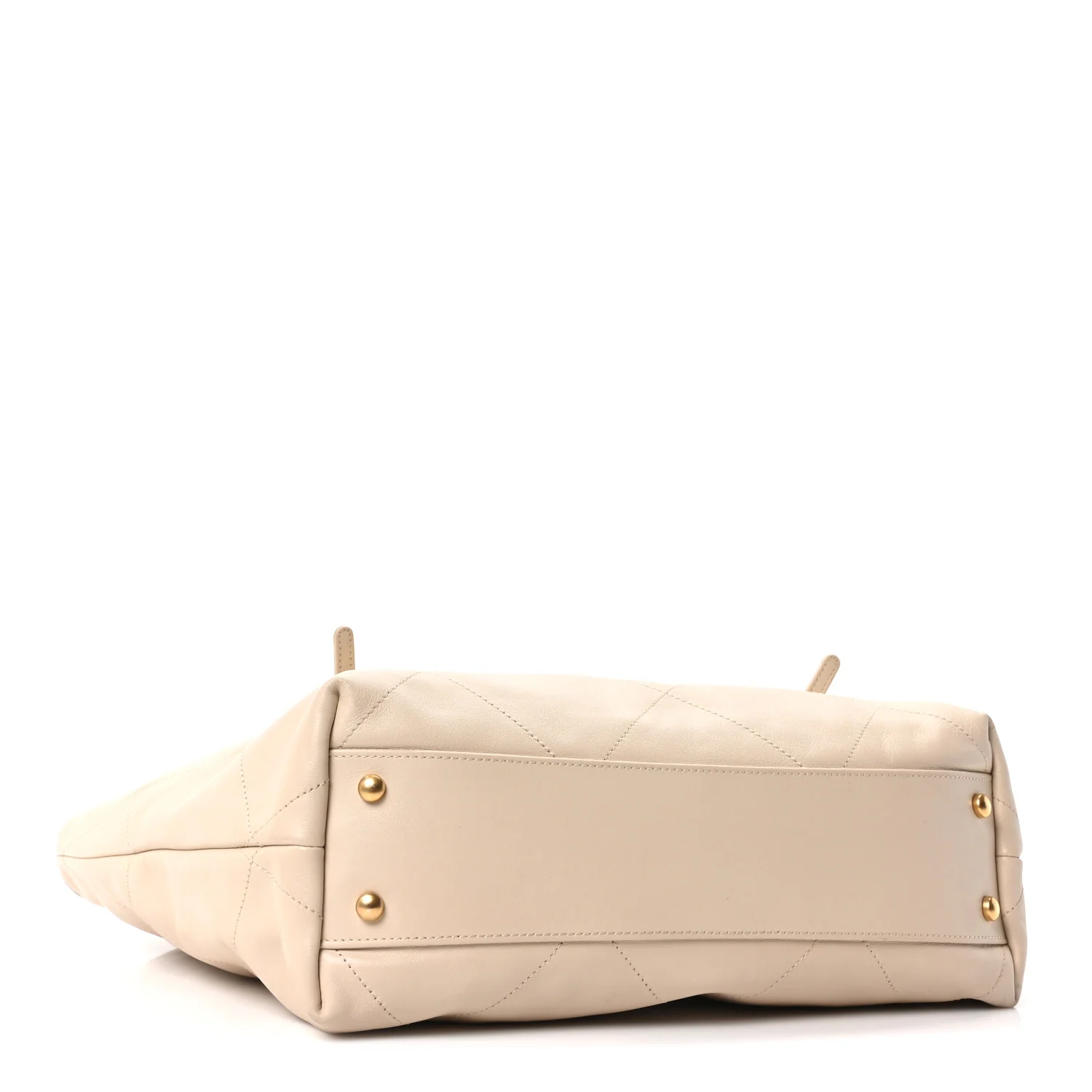 Calfskin Quilted Small Shopping Bag Beige - Image 5
