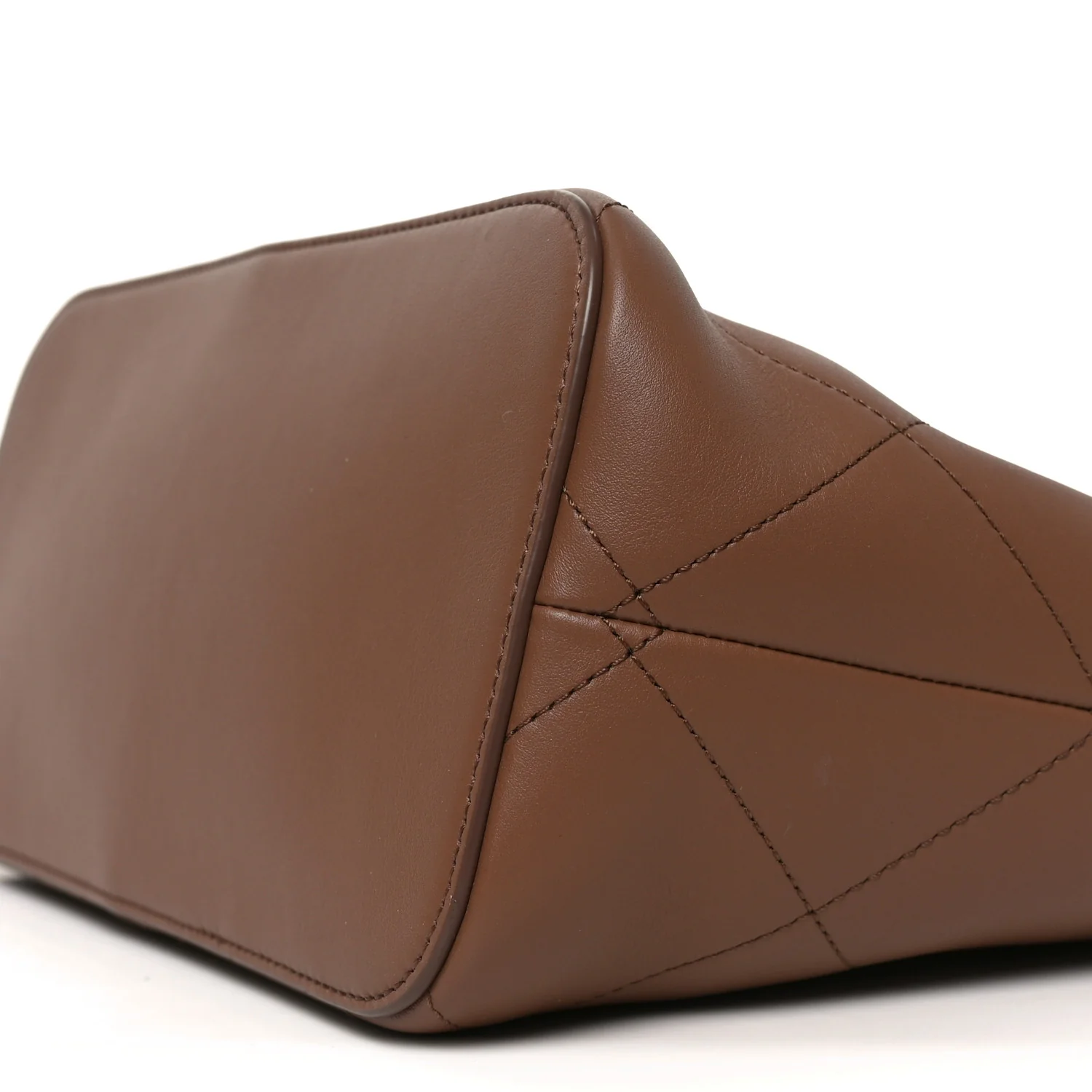 Calfskin Quilted Small Shopping Bag Brown - Image 18