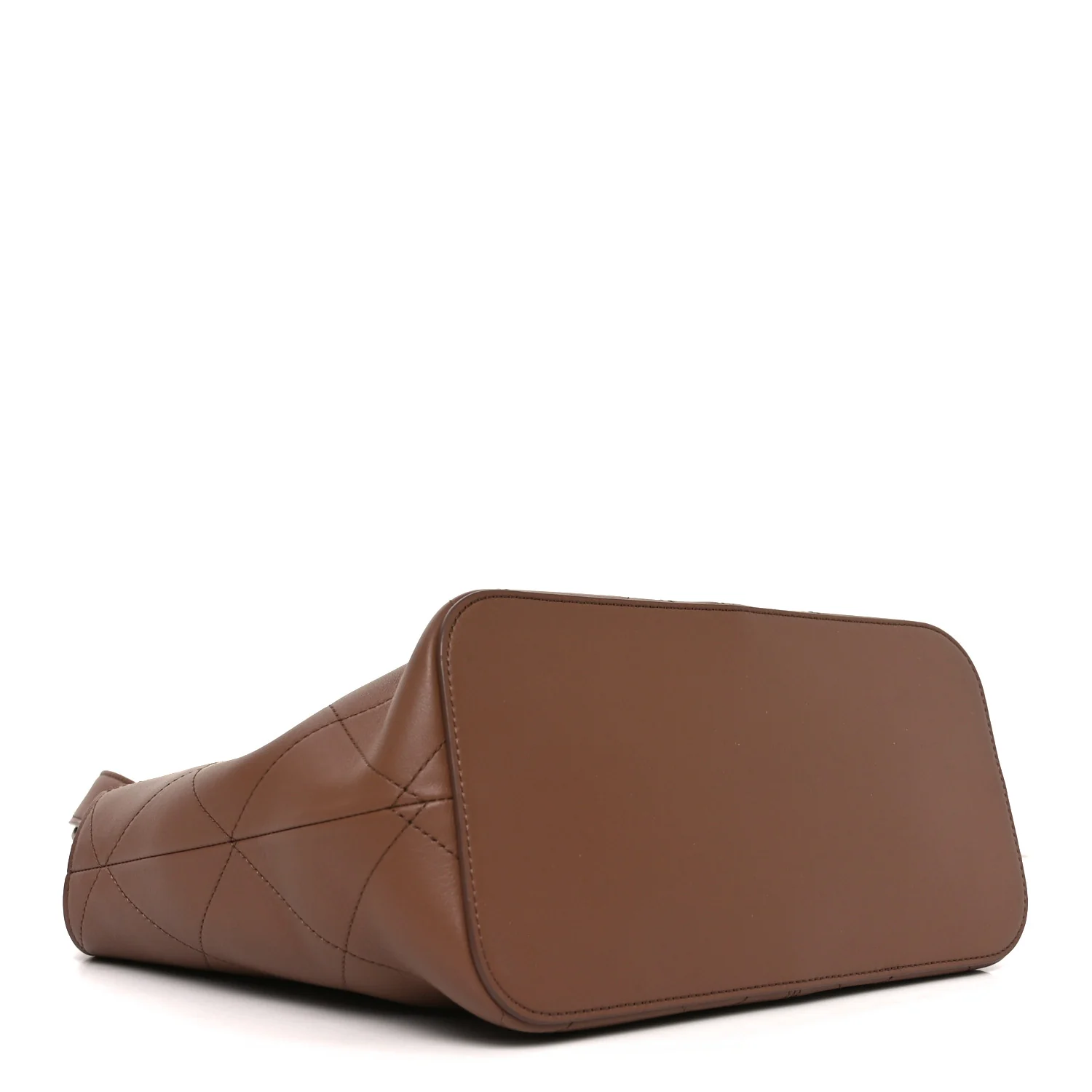 Calfskin Quilted Small Shopping Bag Brown - Image 6
