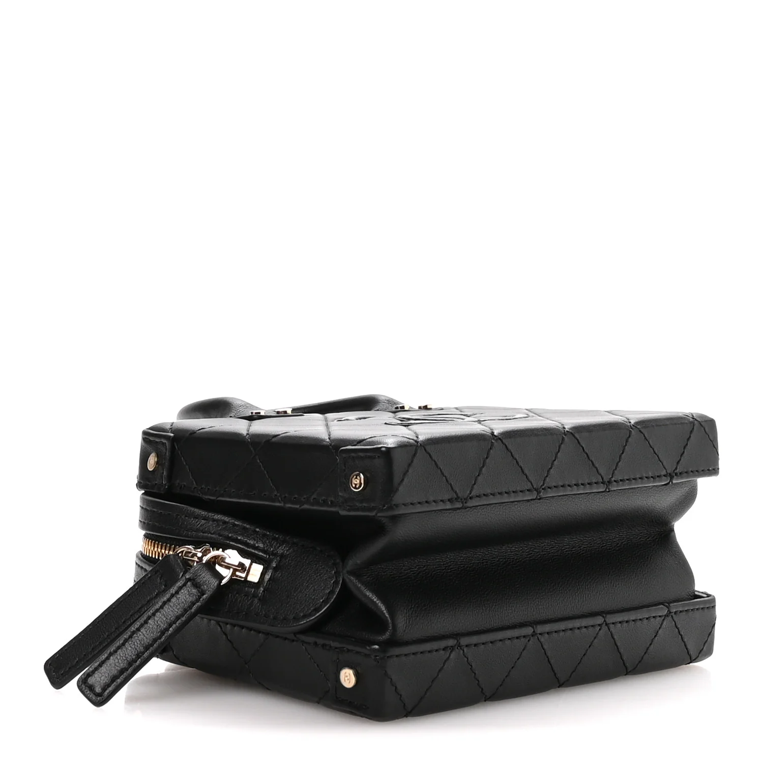 Calfskin Quilted Small Studded Square Vanity Case Black - Image 4