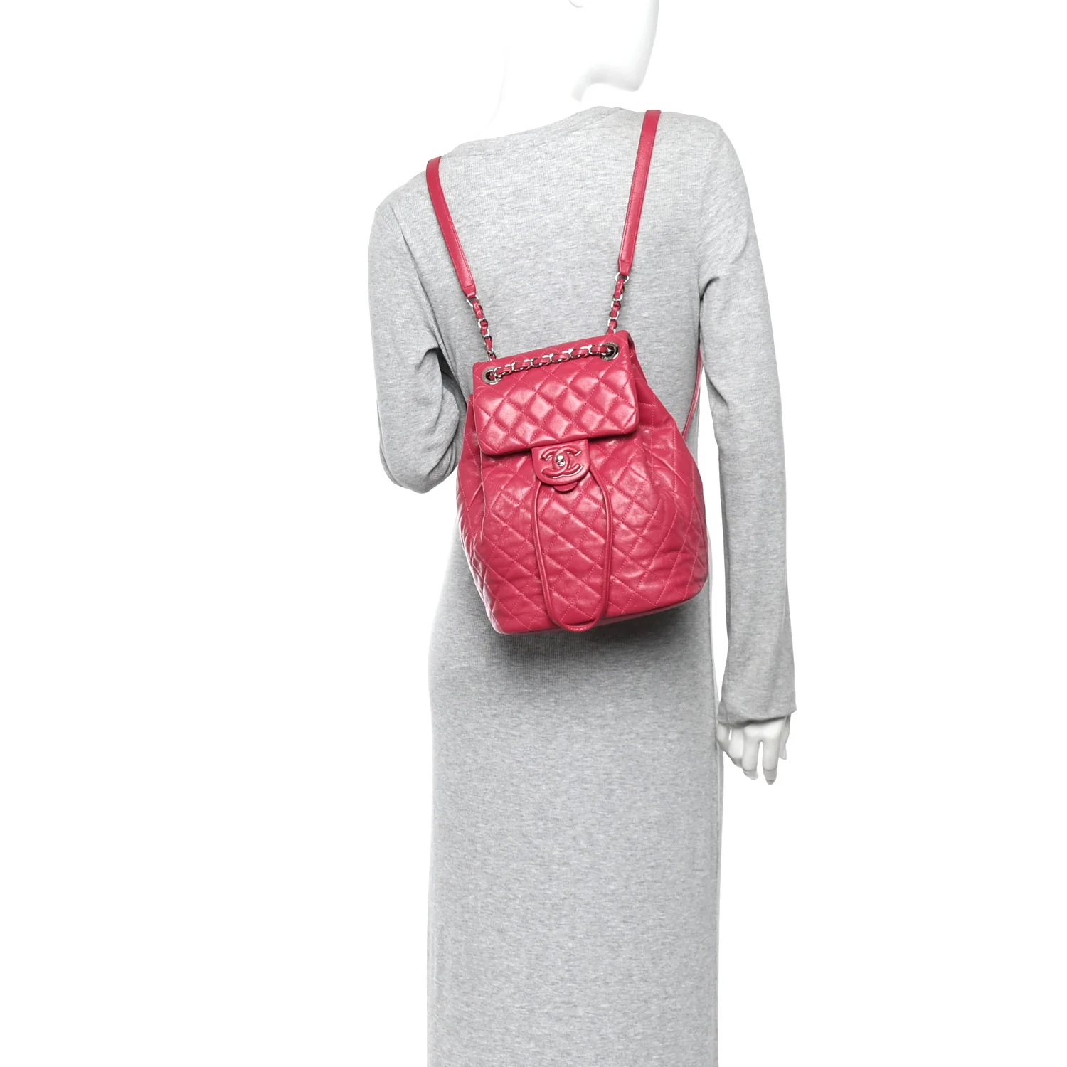 Calfskin Quilted Small Urban Spirit Backpack Dark Pink - Image 2