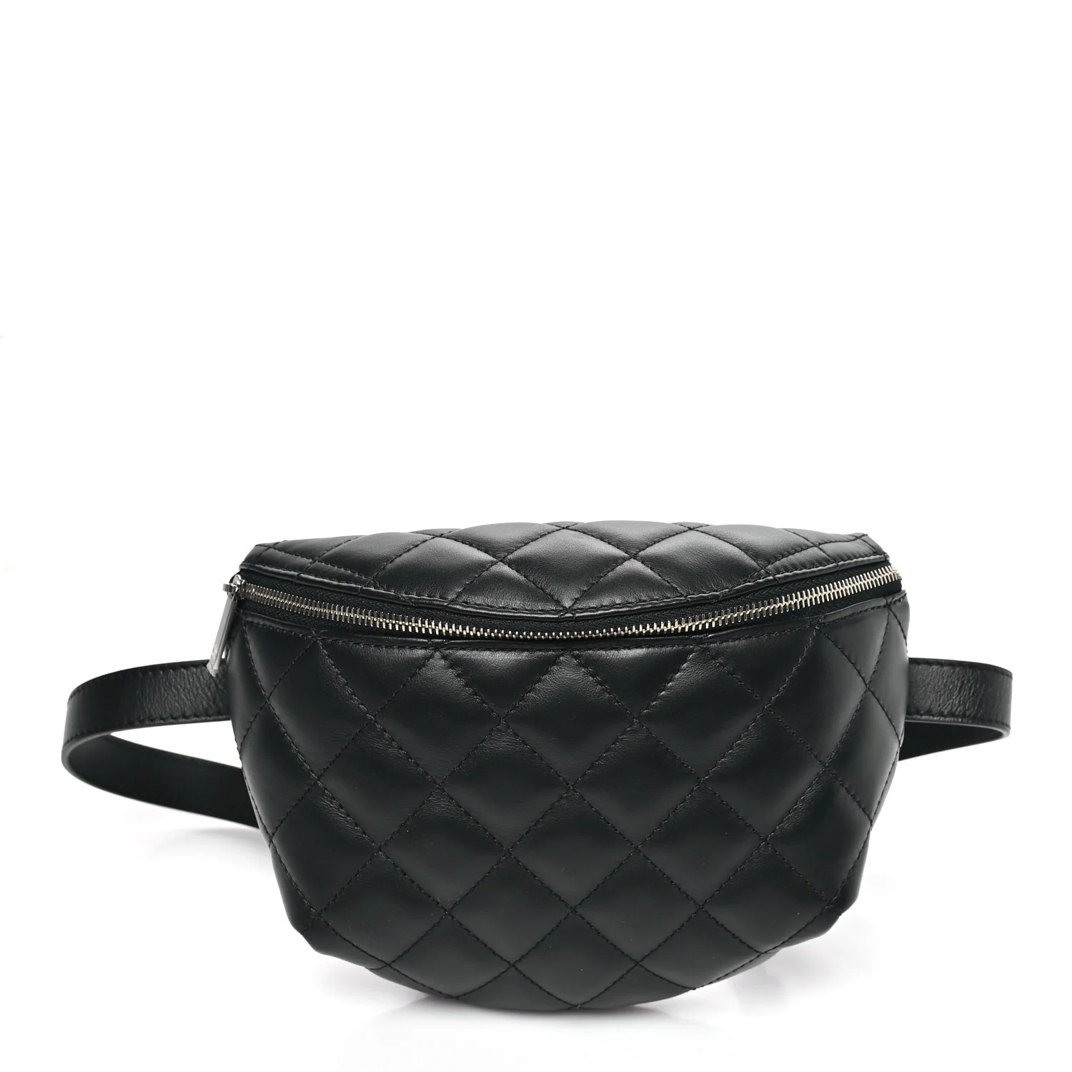 Calfskin Quilted Waist Belt Bag Black
